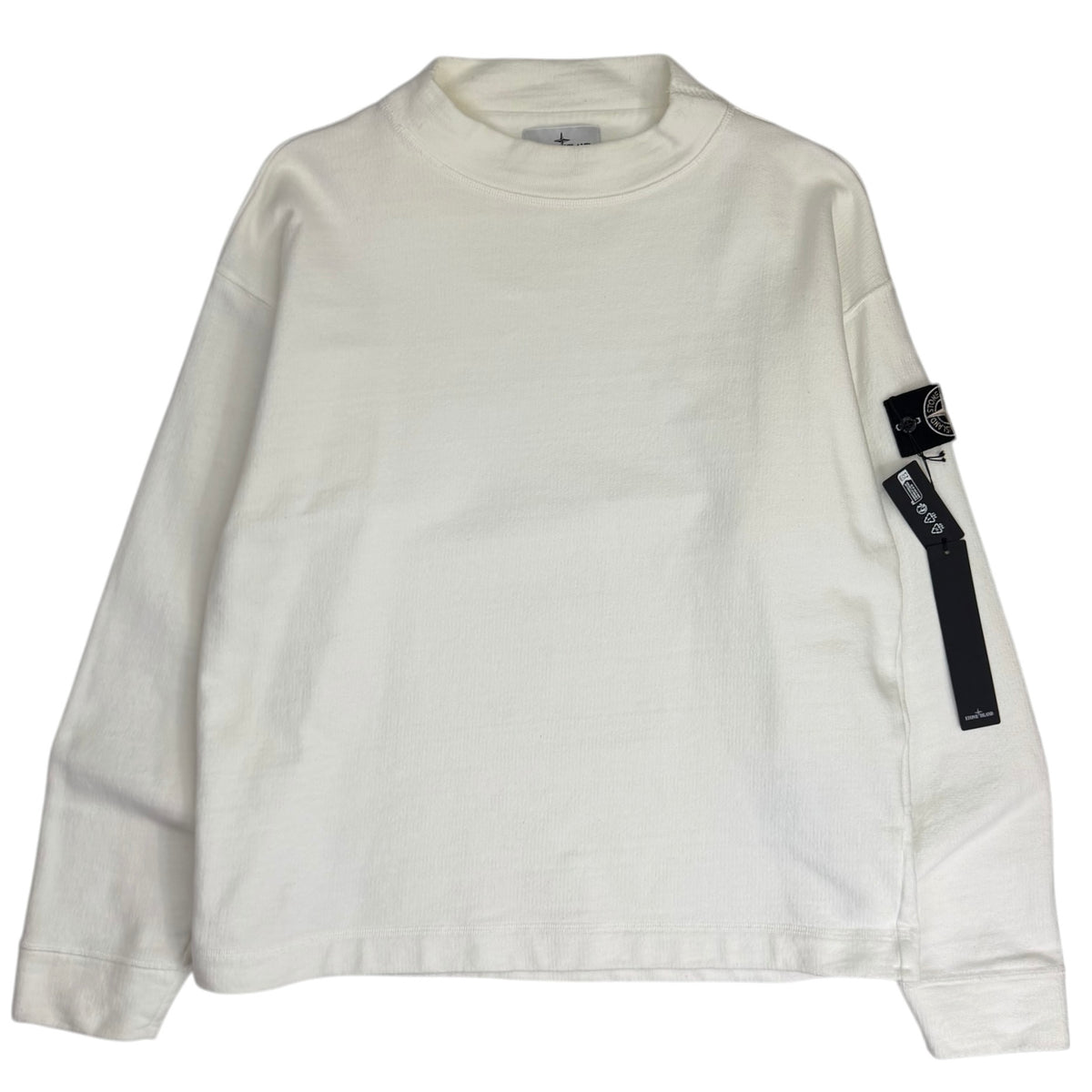 Stone Island Knit-Look Cotton Raw Beauty Sweatshirt White