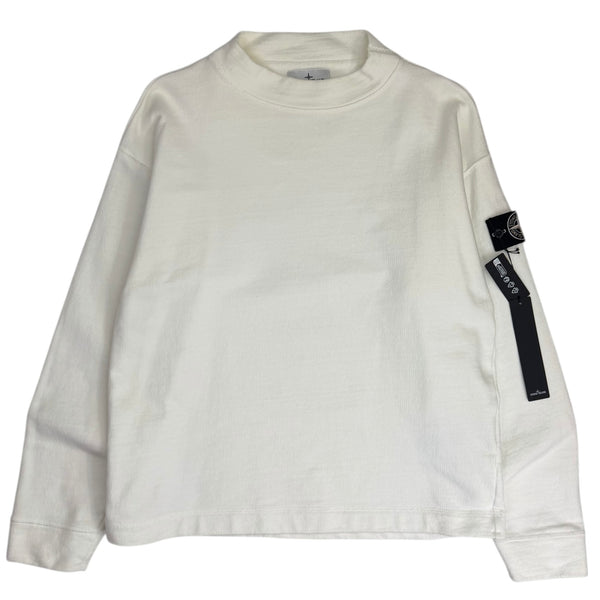 Stone Island Knit-Look Cotton Raw Beauty Sweatshirt White