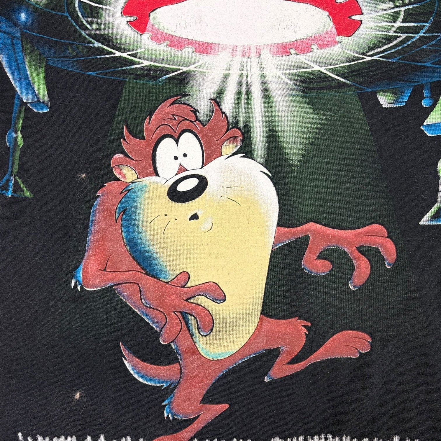 Vintage 1997 Warner Bros. Taz UFO T-Shirt Black