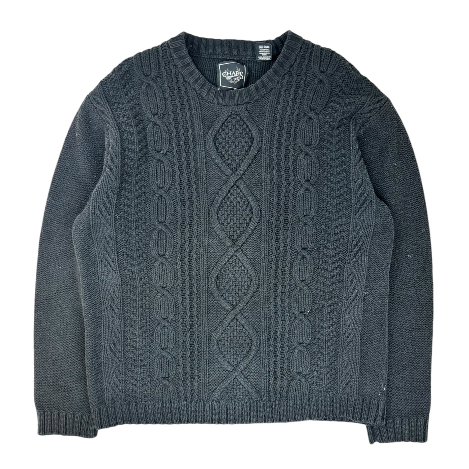 Vintage Chaps Cable Knit Sweater Black