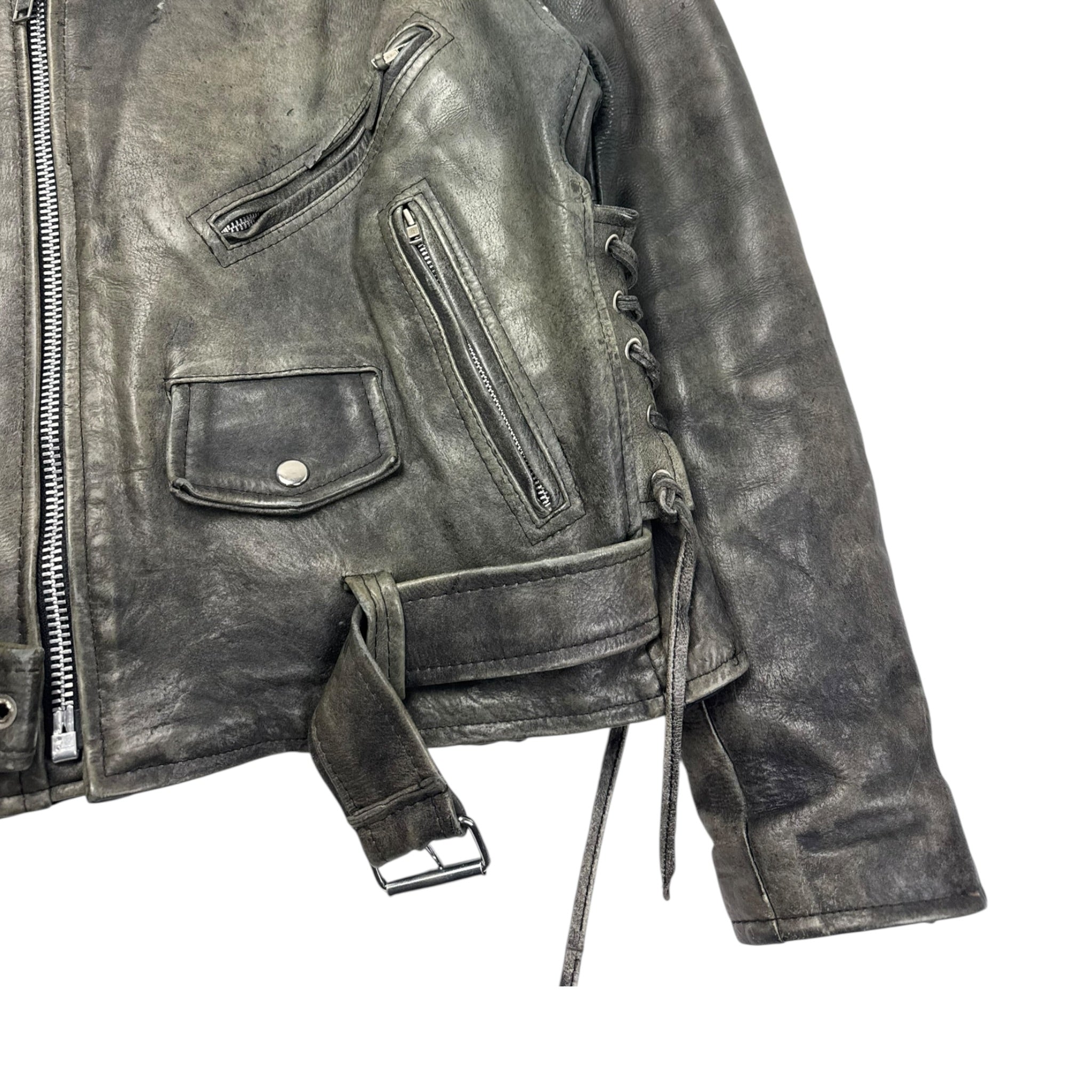 Vintage First Genuine Leather Biker Jacket