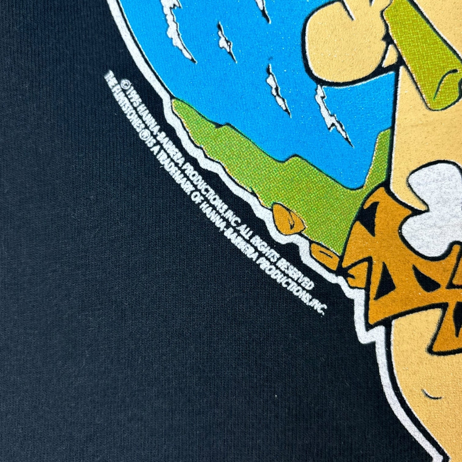 Vintage The Flintstones Bamm Bamm & Pebbles Globe T-Shirt Black
