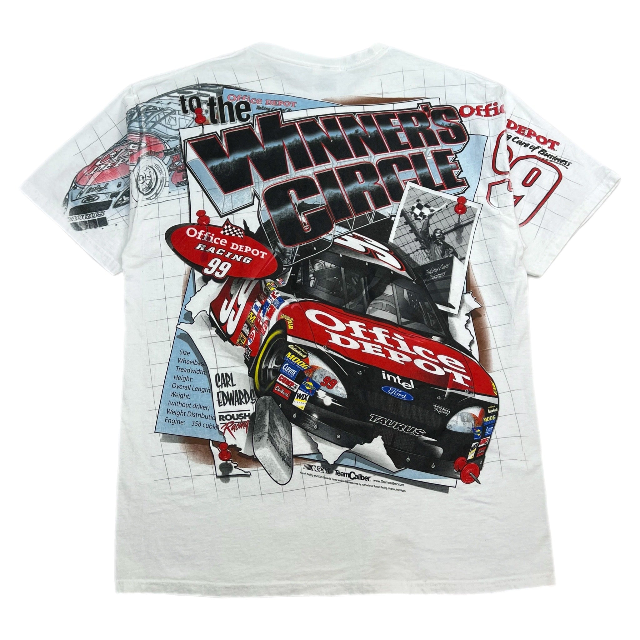 Vintage NASCAR Carl Edwards Drawing Board Tee White