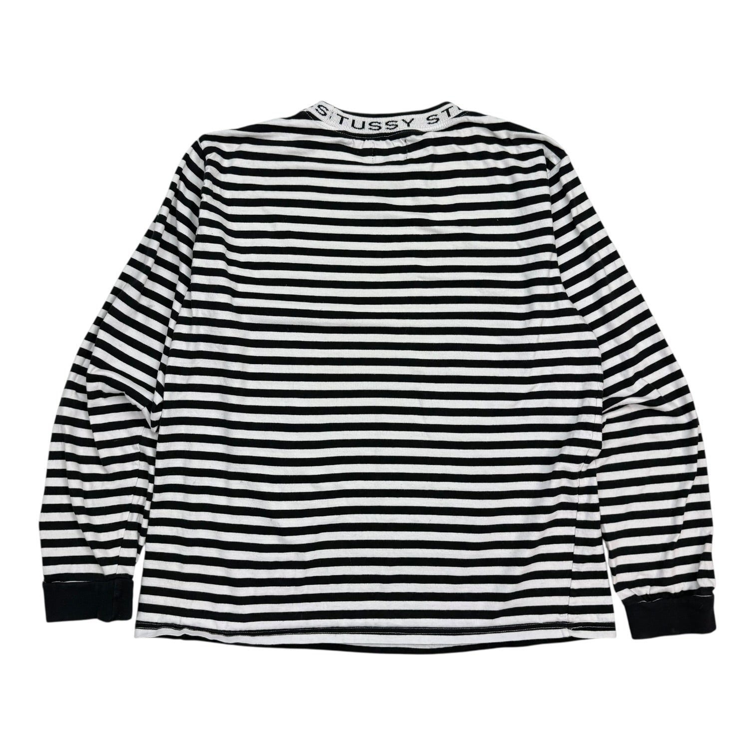 Stussy Jacquard Neck Striped L/S Tee White/Black