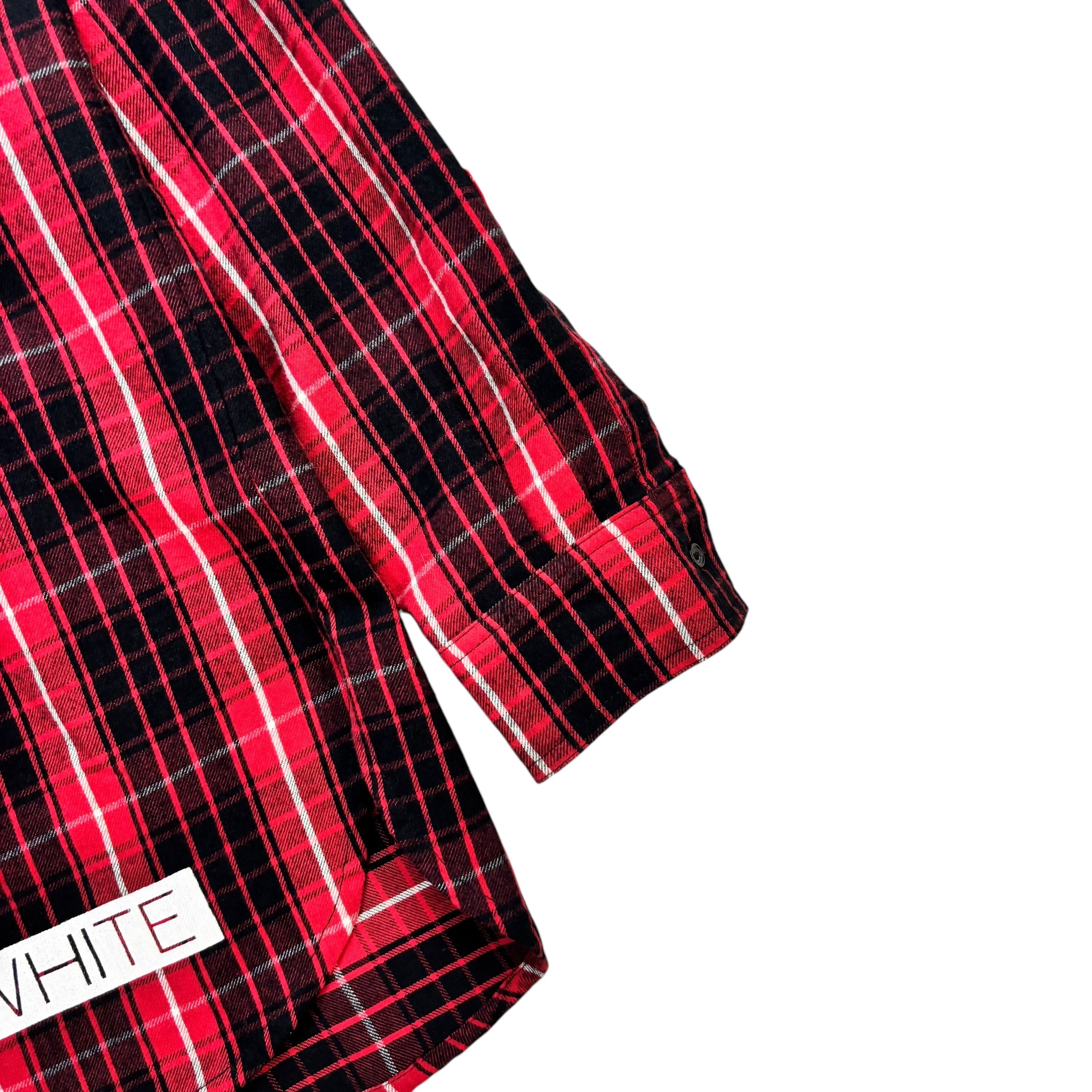 Off-White Plaid Flannel Long Sleeve Red