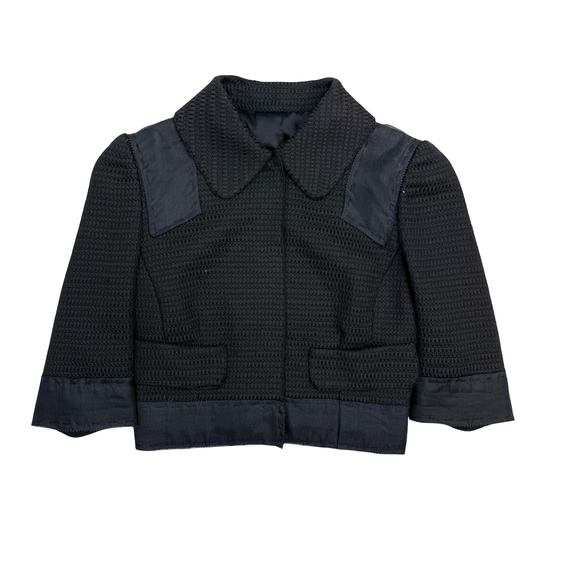 (W) Dolce & Gabbana Textured Cropped Jacket Black