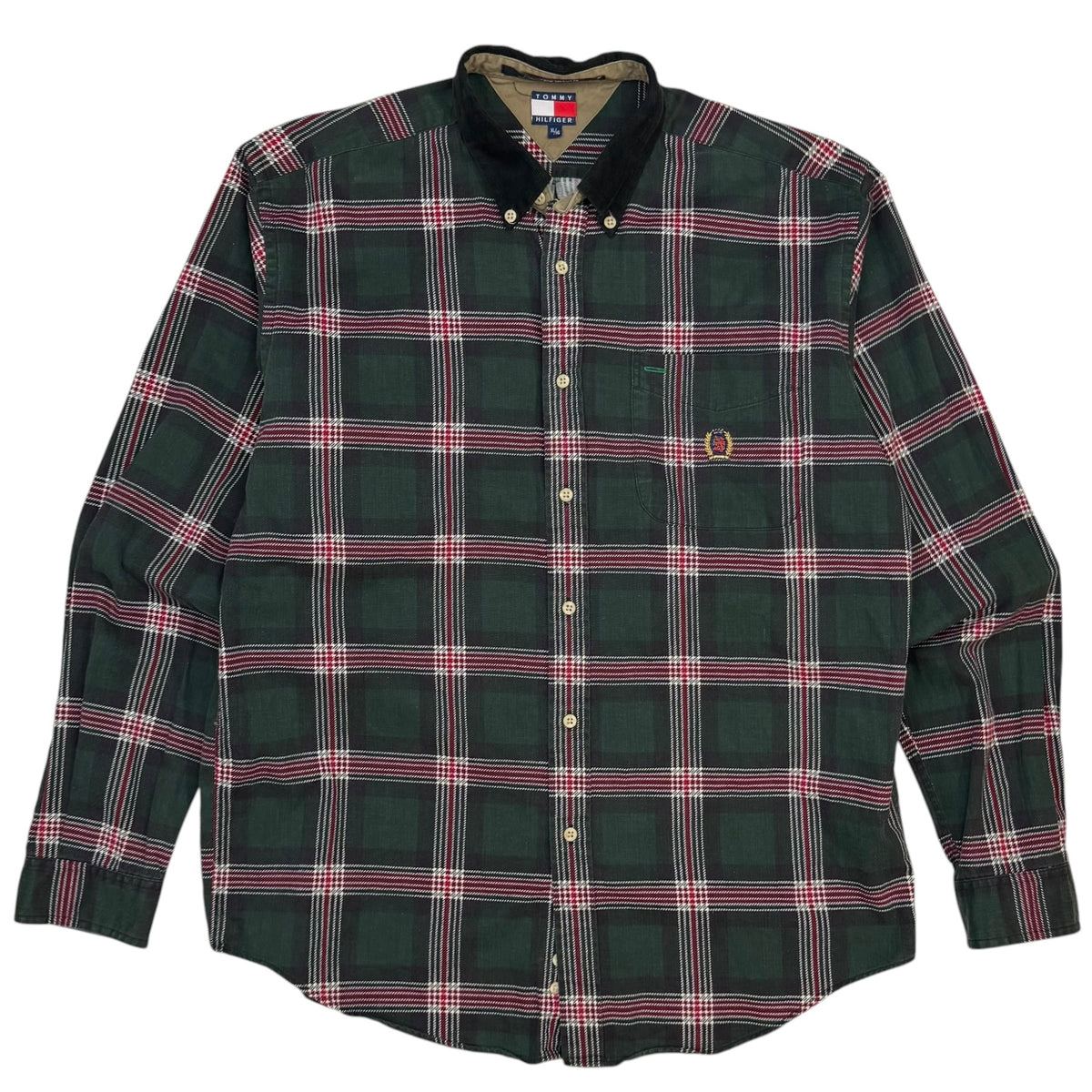 Vintage Tommy Hilfiger Plaid Button Up Green/Red