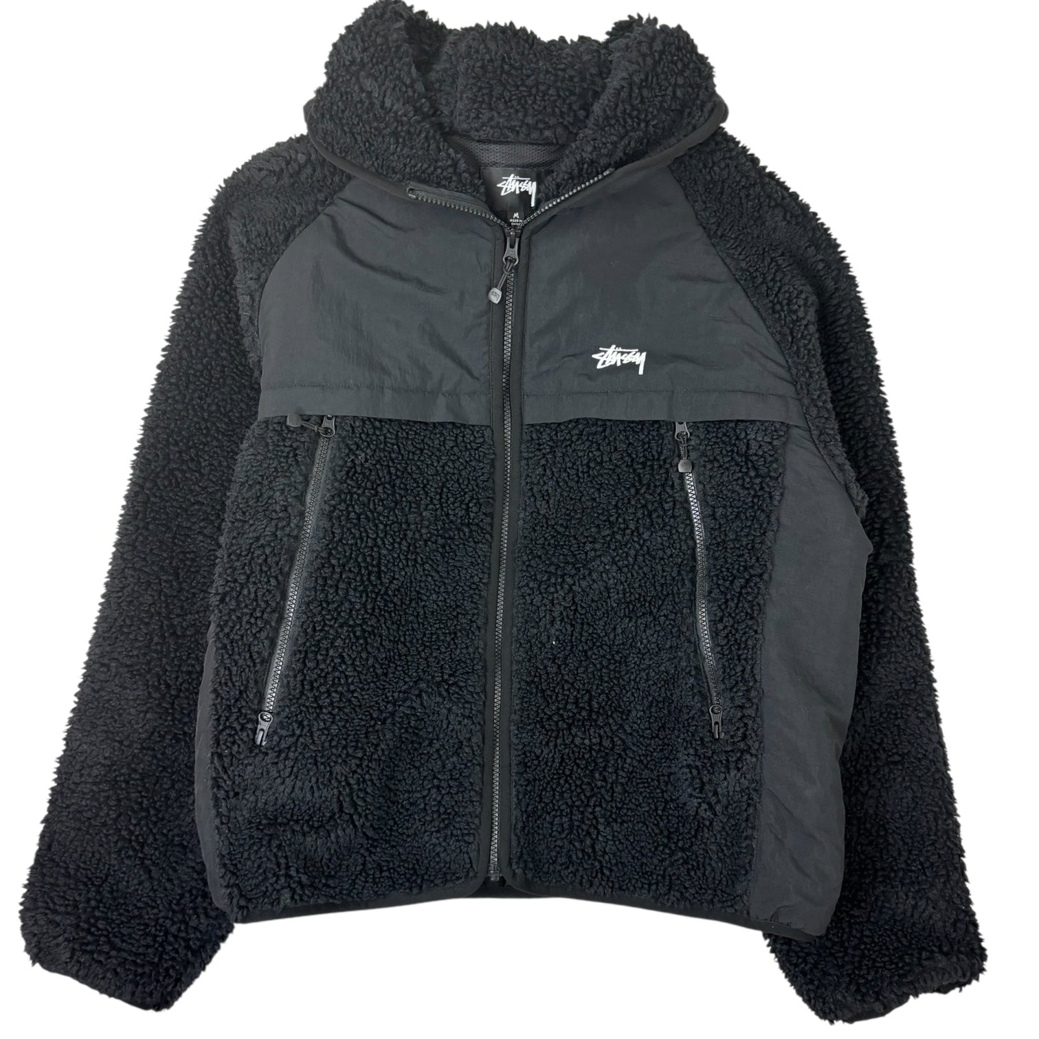 Stussy Sherpa Panelled Hooded Jacket Black