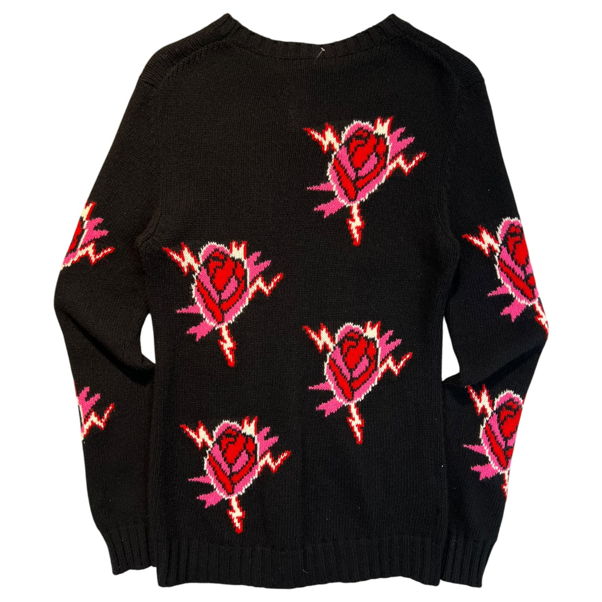 Prada Roses Intarsia Sweater Black
