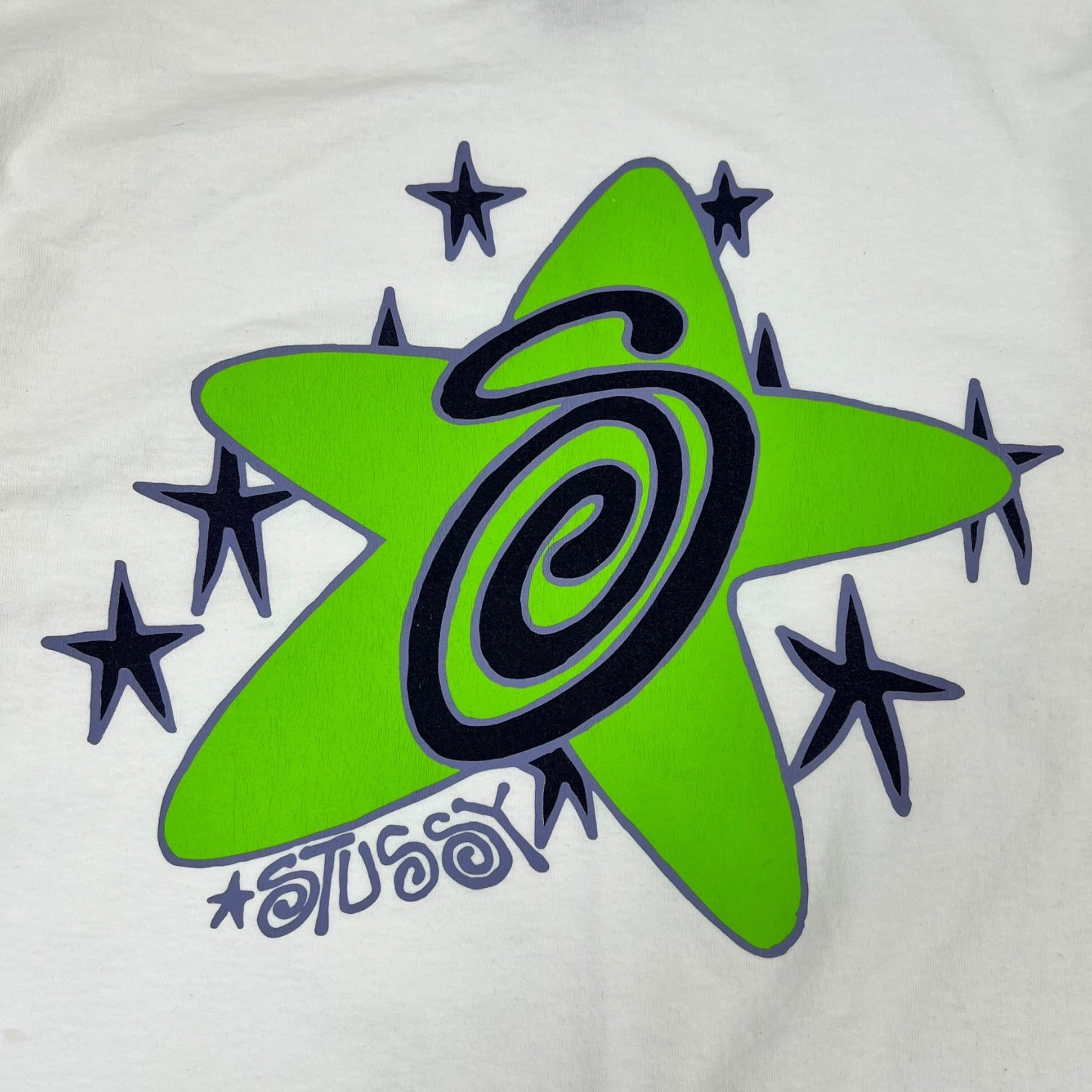 Stussy Galaxy Green Star T-Shirt White