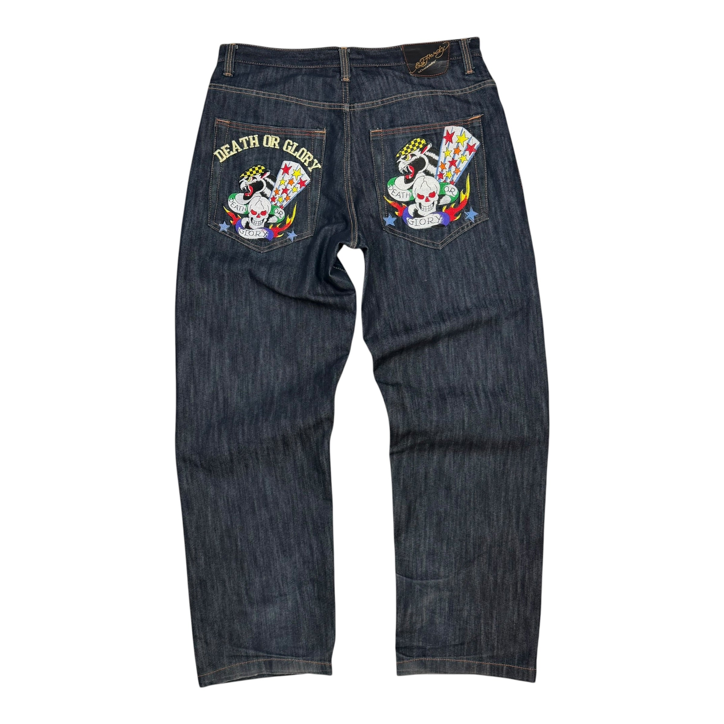 Vintage Ed Hardy By Christian Audiger Death Or Glory Denim Pants Dark Wash