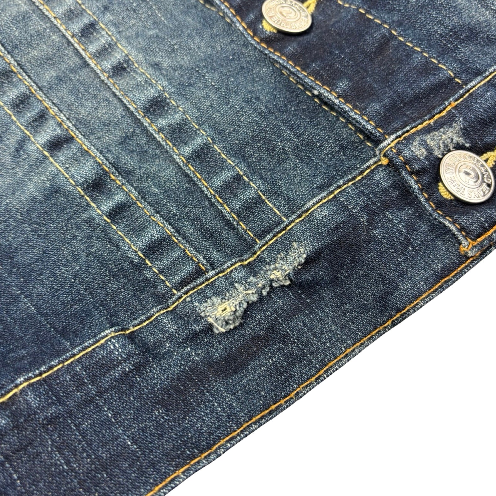 (W) Vintage Y2K True Religion Denim Jacket Dark Wash