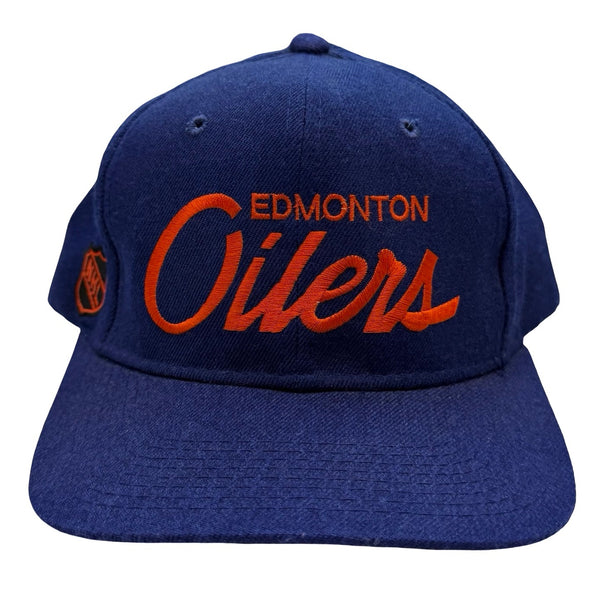 Vintage Edmonton Oilers NHL Snapback Hat Blue
