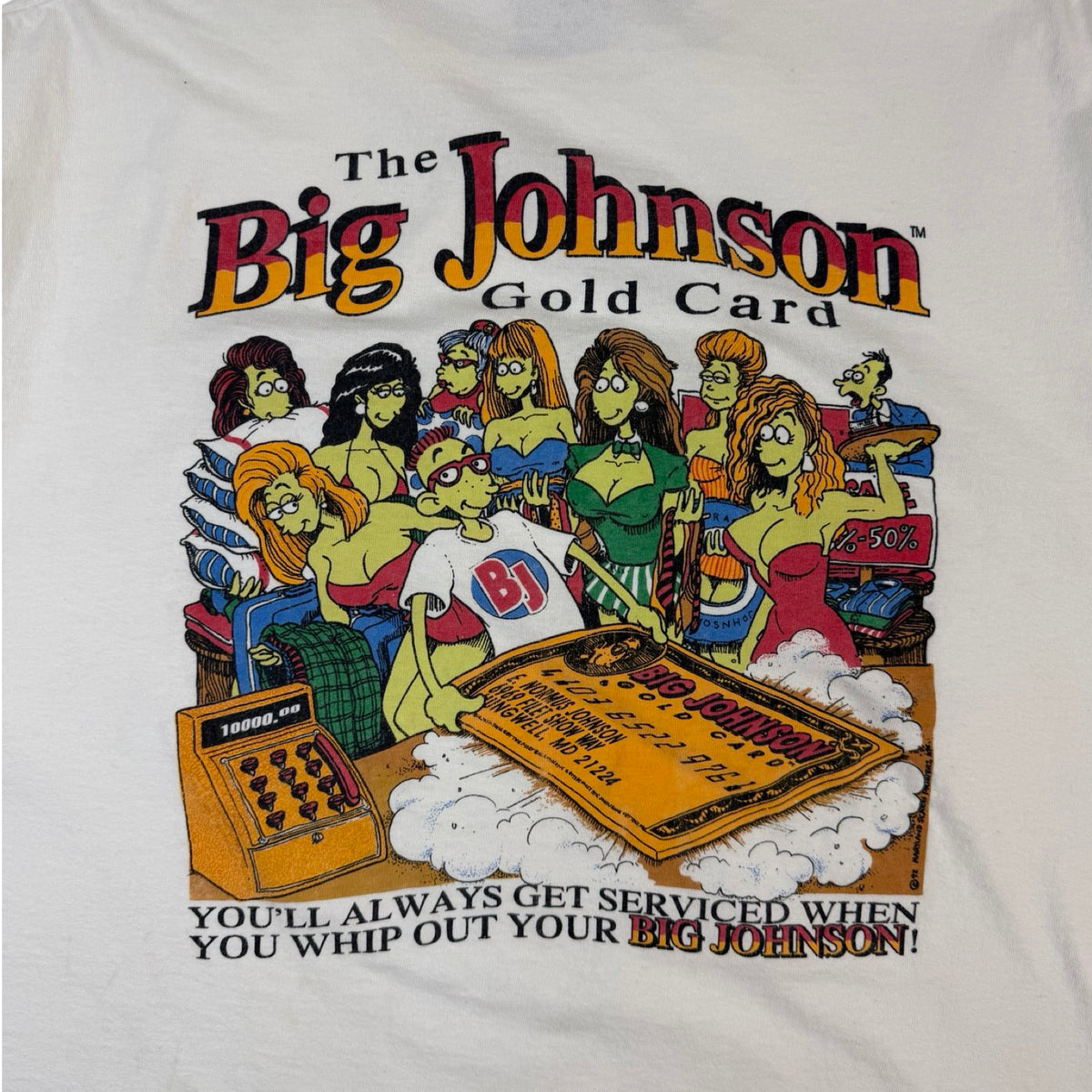 1992 The Big Johnson Gold Card T-Shirt White