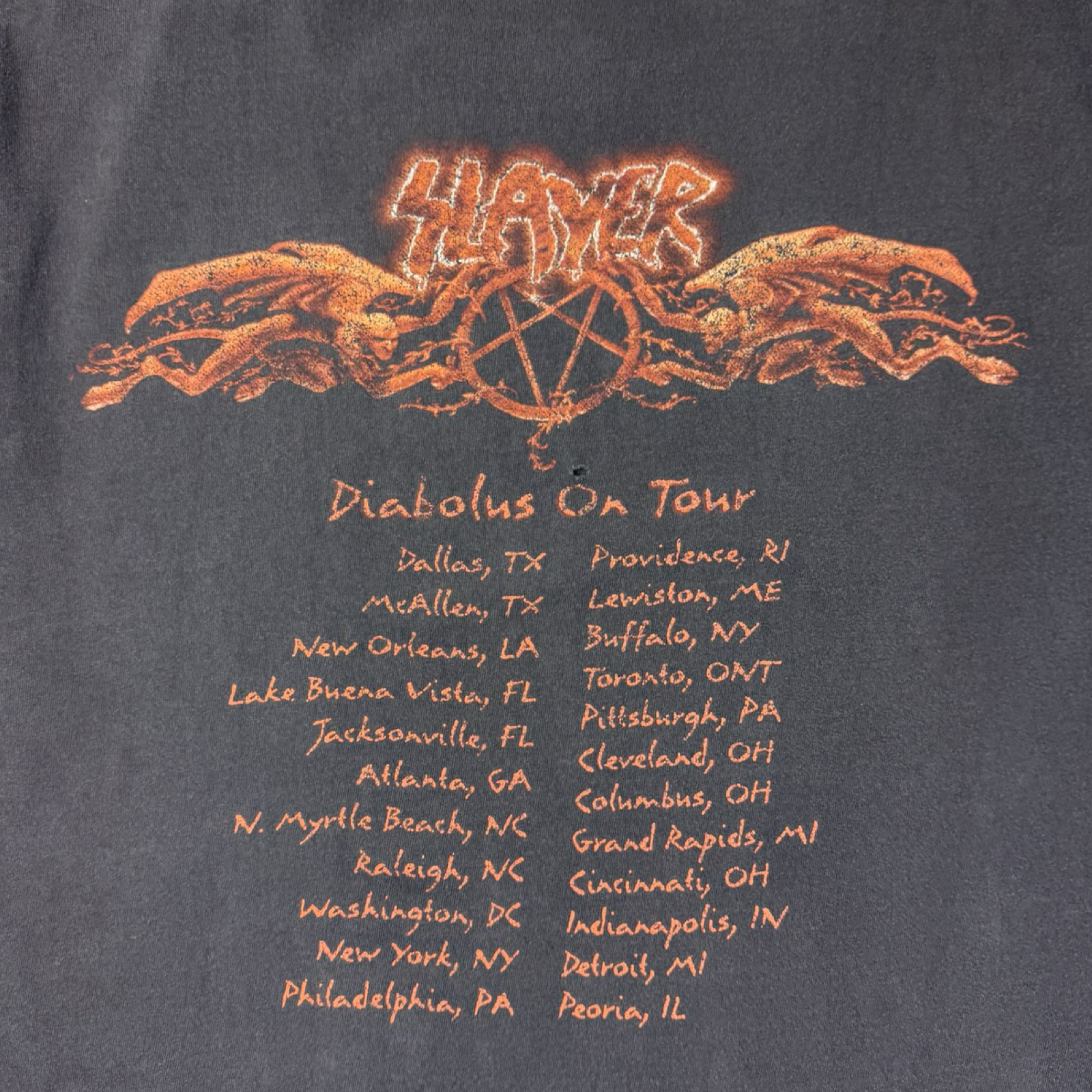 1998 Slayer Diabolus On Tour T-Shirt Faded Black