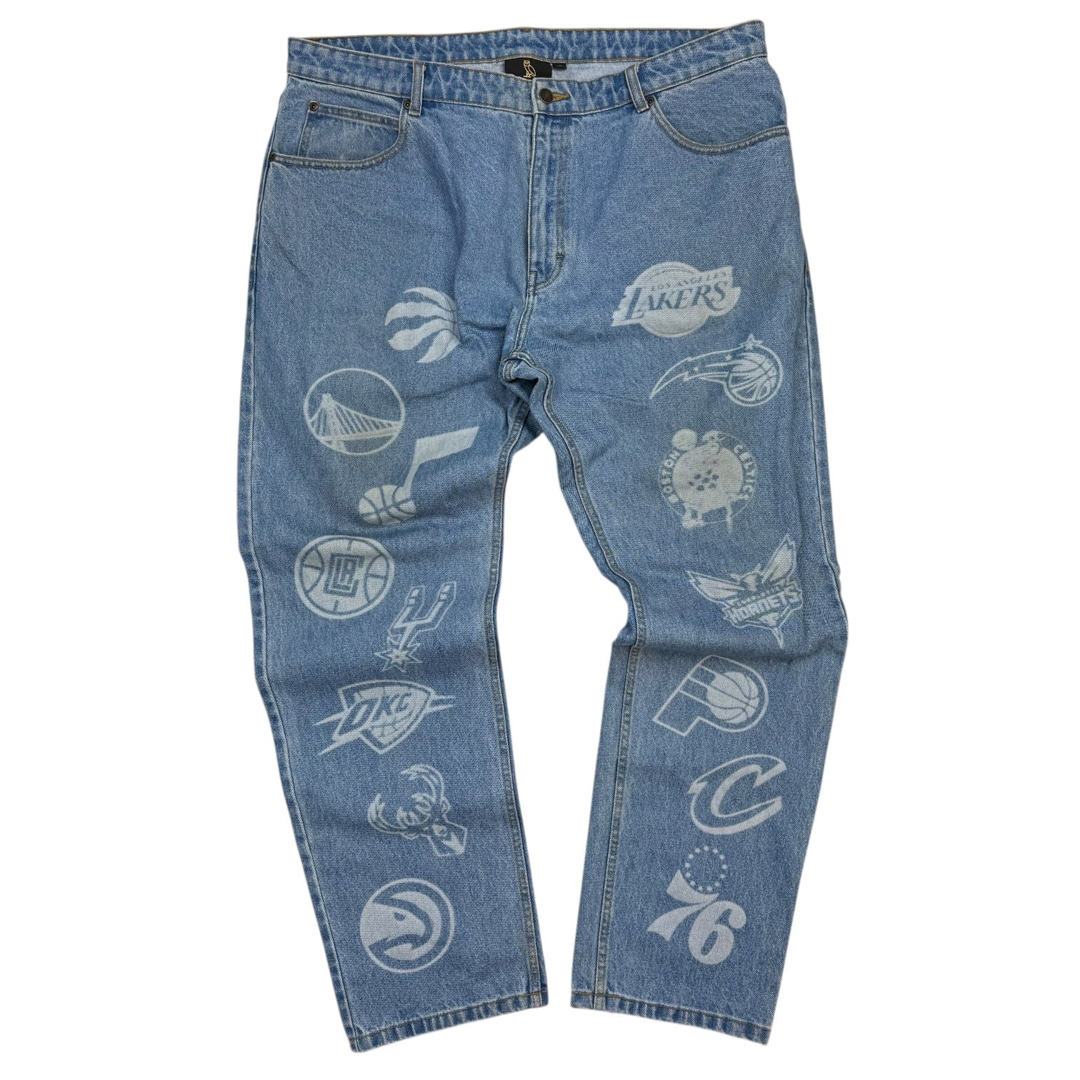Octobers Very Own NBA Logo Denim Pants Light Wash