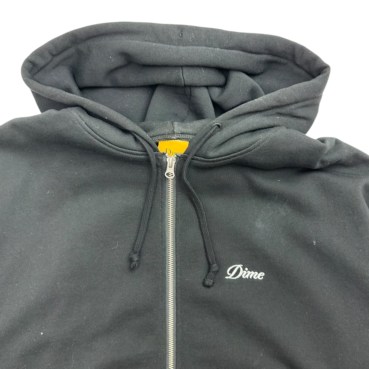 Dime Cursive Small Logo Zip Up Hoodie Black