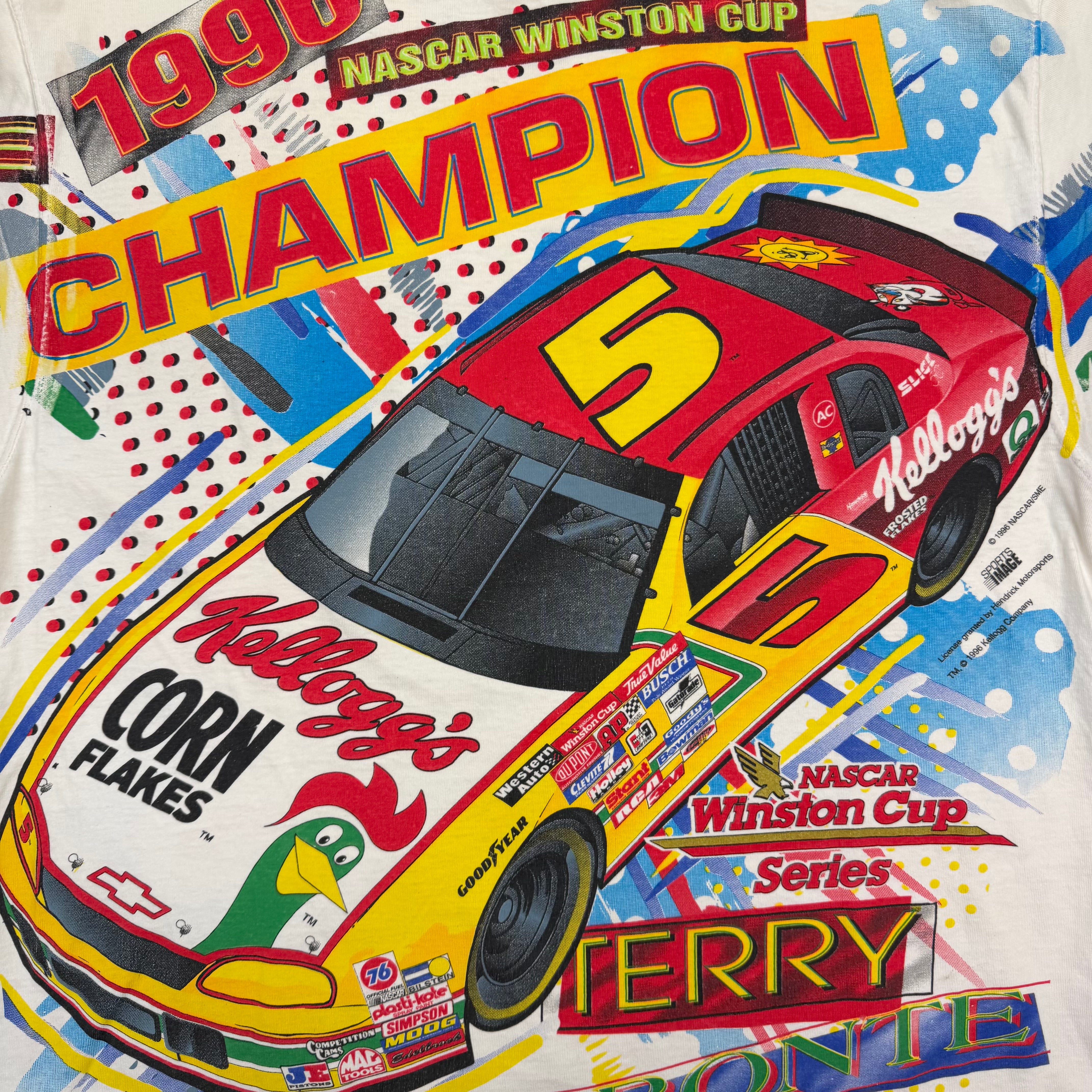 1996 Terry Labonte NASCAR Champion All Over Print Chase Racewear Tee White