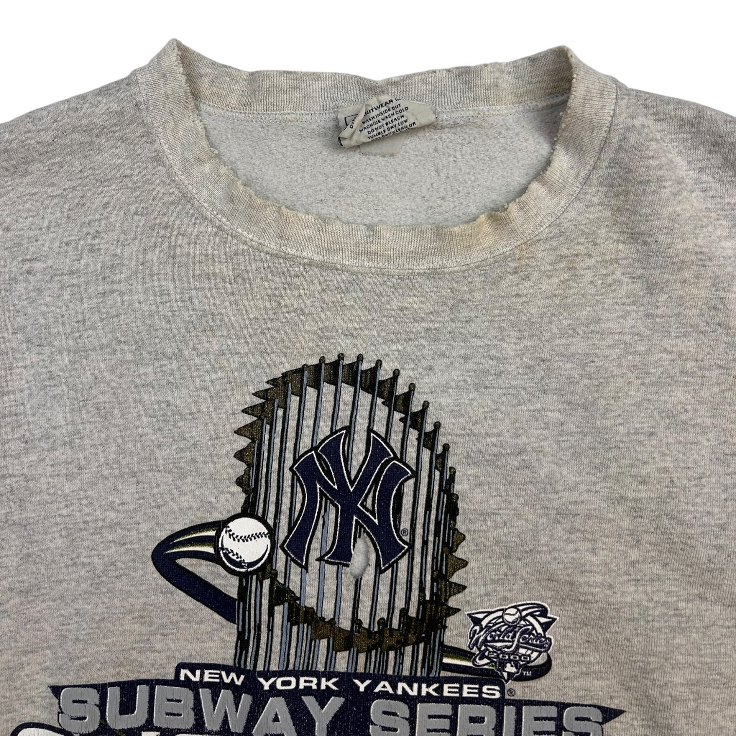 Vintage Lee Sports New York Yankees Subway Series Champions Half Sleeve Crewneck Grey