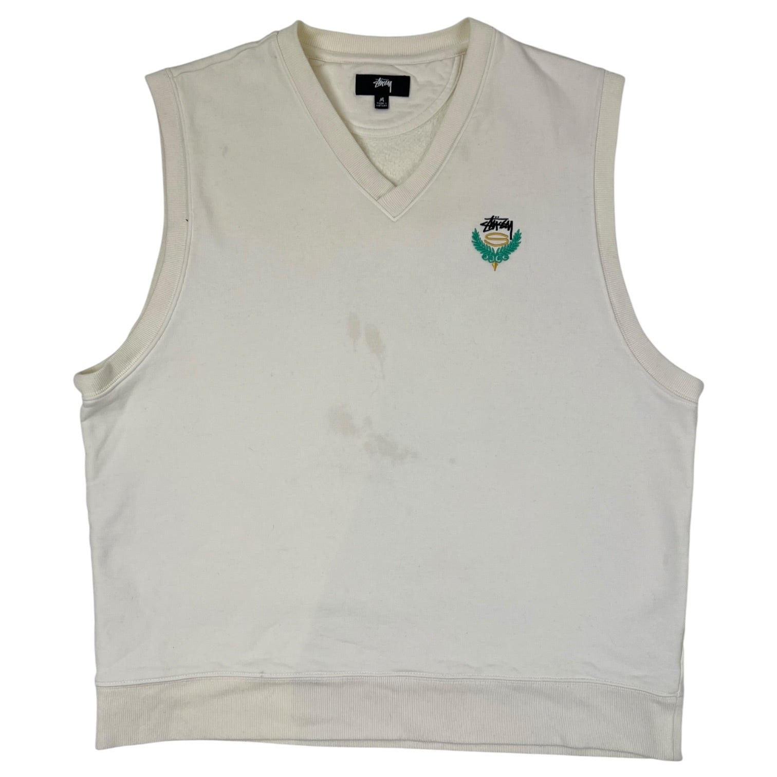 Stussy V-Neck Sweater White