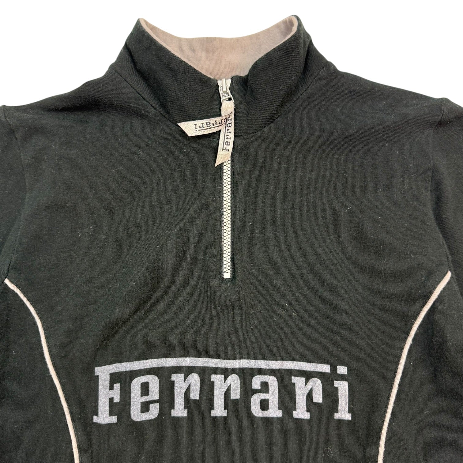 (W) Vintage Ferrari Quarter Zip Top Black