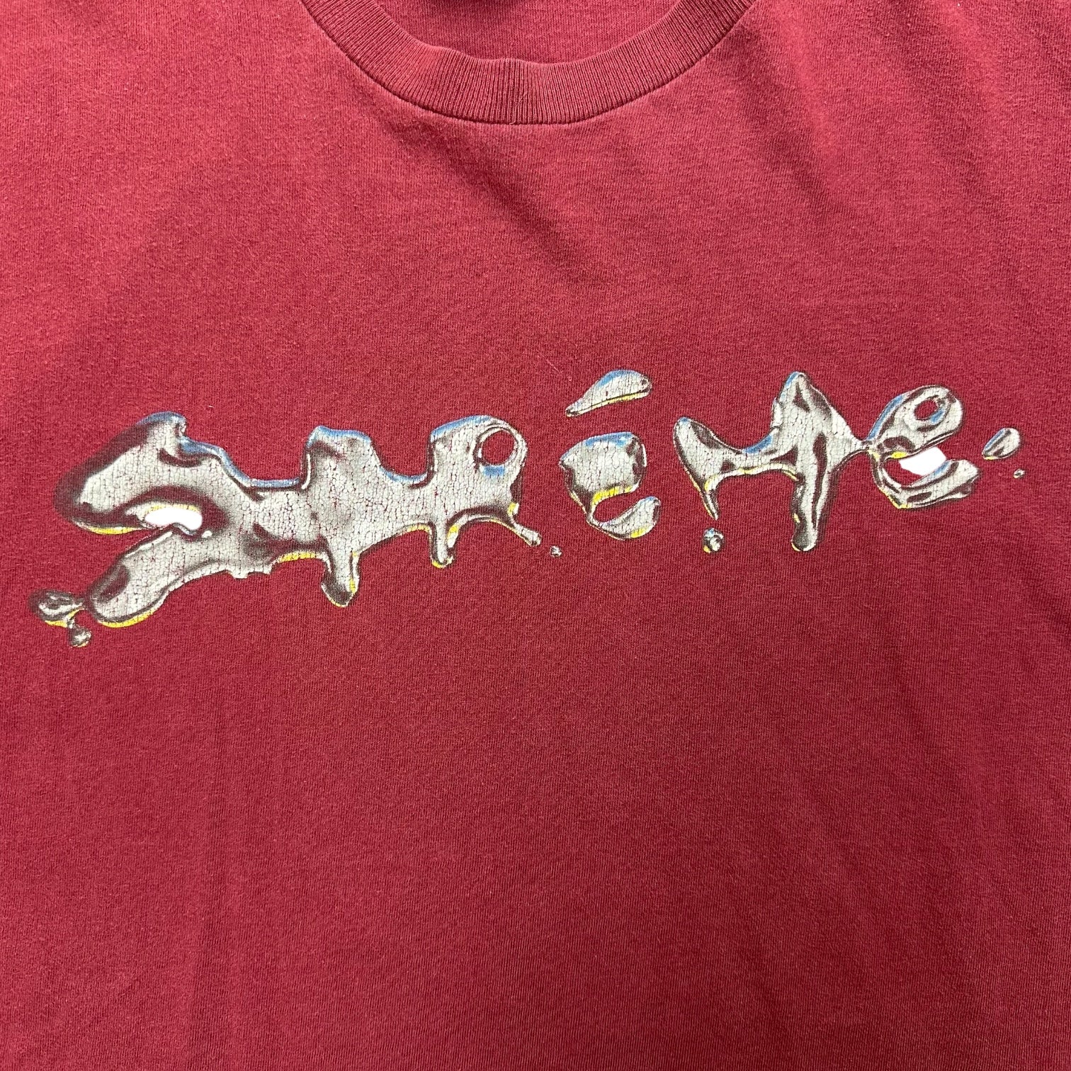 Supreme Liquid Metal Tee Maroon