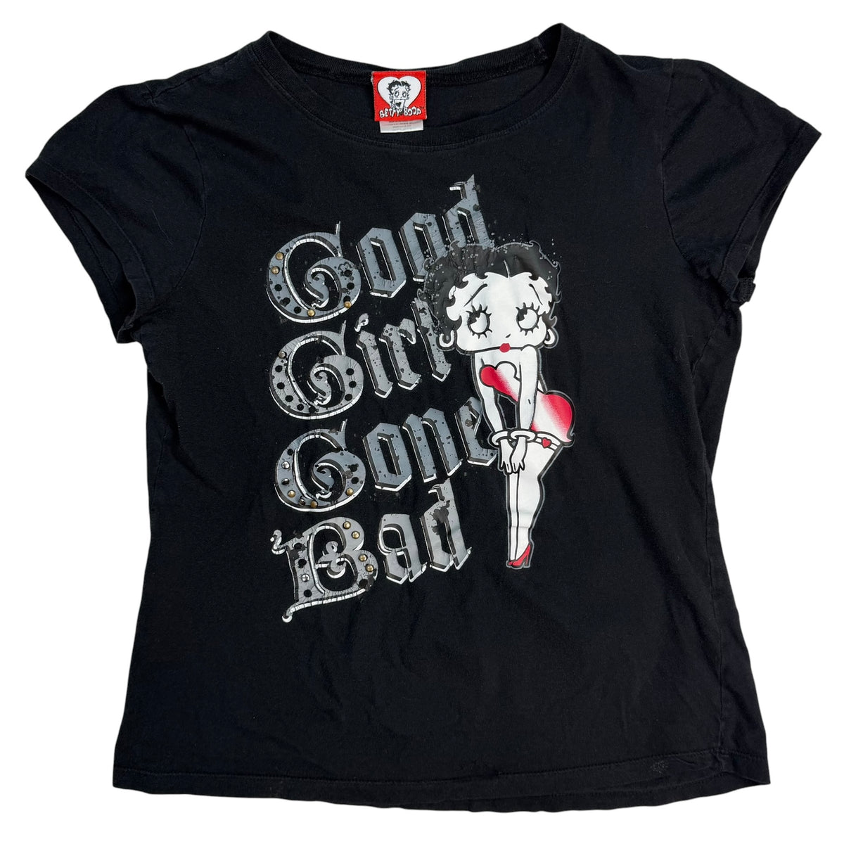 (W) Vintage Betty Boop “Good Girl Gone Bad” Baby Tee Black