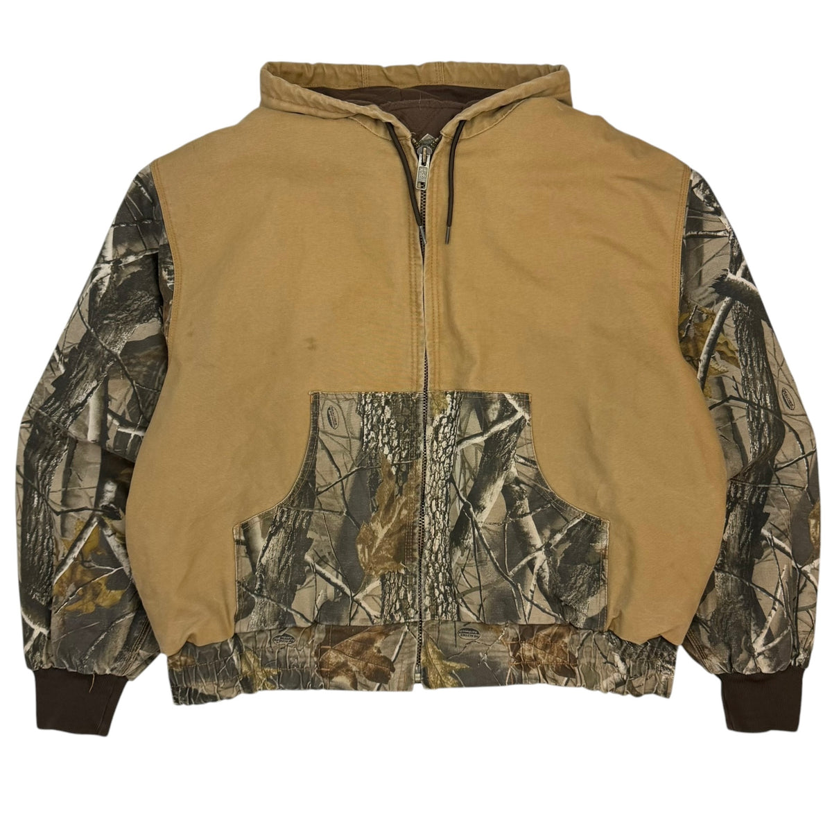 Vintage Colorblock Canvas Zip Up Jacket Brown/Camo