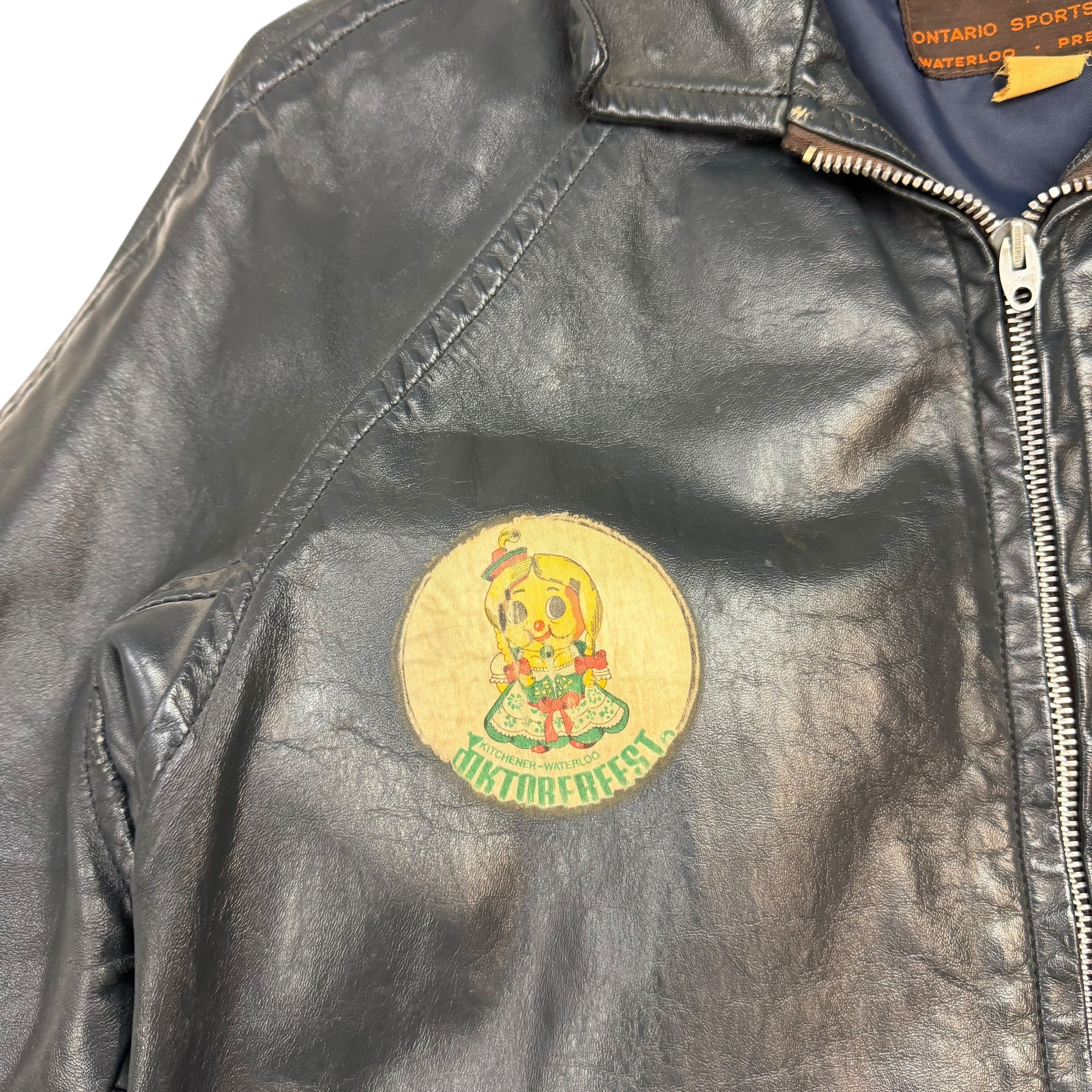 Vintage University of Waterloo Leather Jacket Black