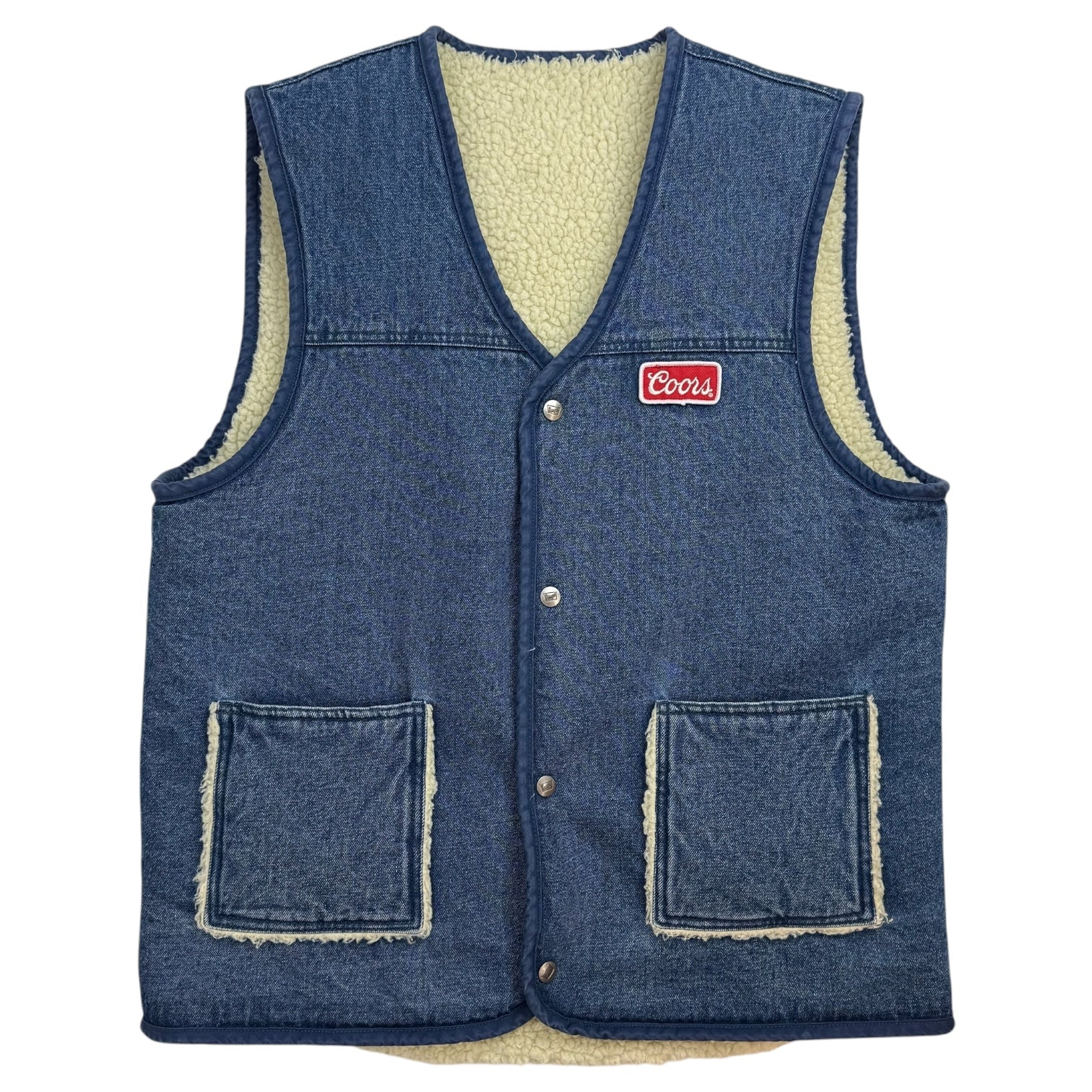 Vintage Coors Banquet Denim Sherpa Lined Vest