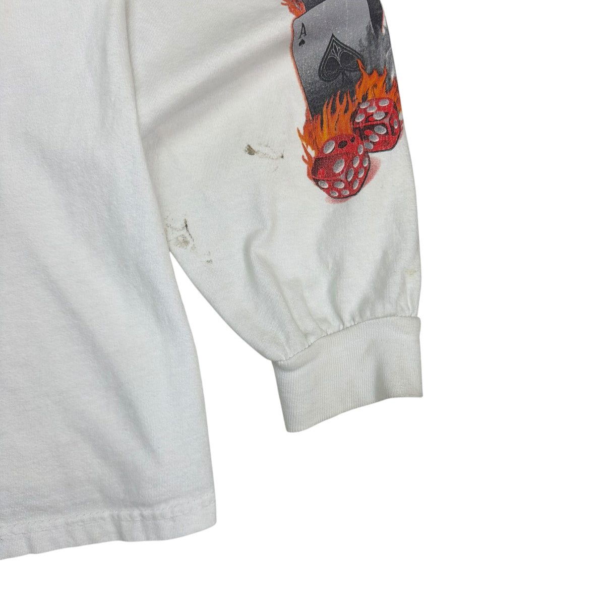 2005 Harley Davidson Las Vegas Flame Dice Playing Cards Longsleeve White