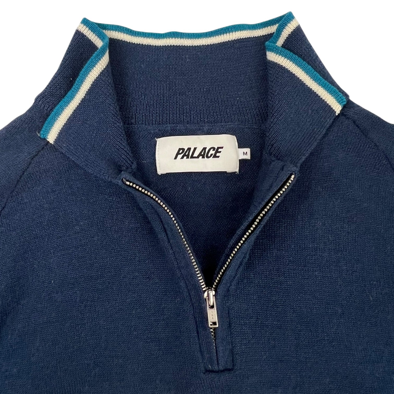 Palace Polo Half Zip Knit Sweater Blue