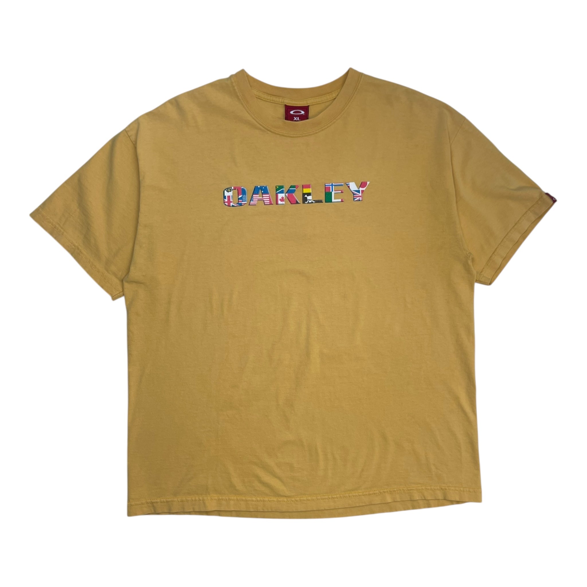 Vintage Oakley World Flags T-Shirt Pale Yellow