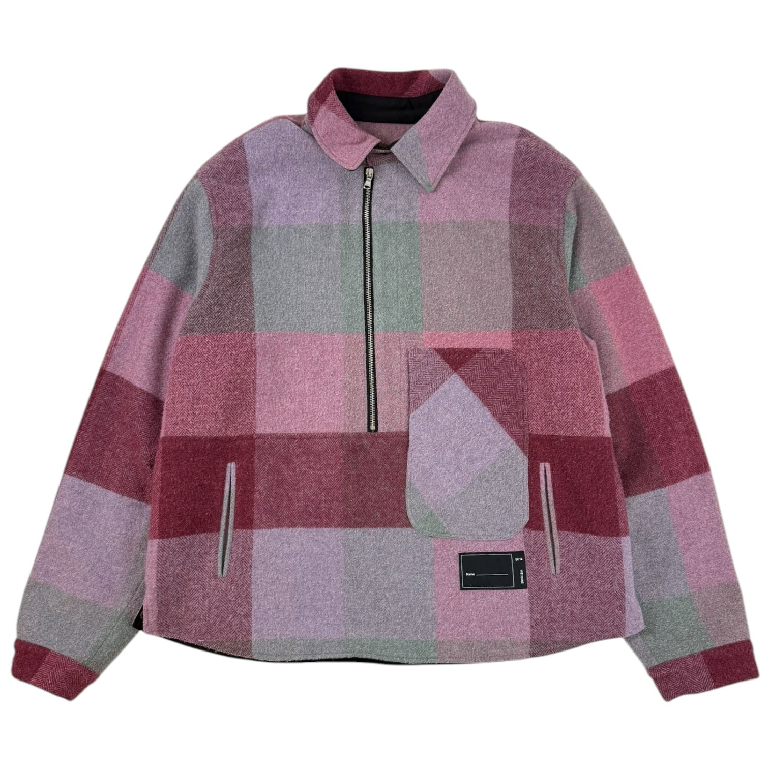 We11 Done Half Zip Plaid Jacket Fuchsia