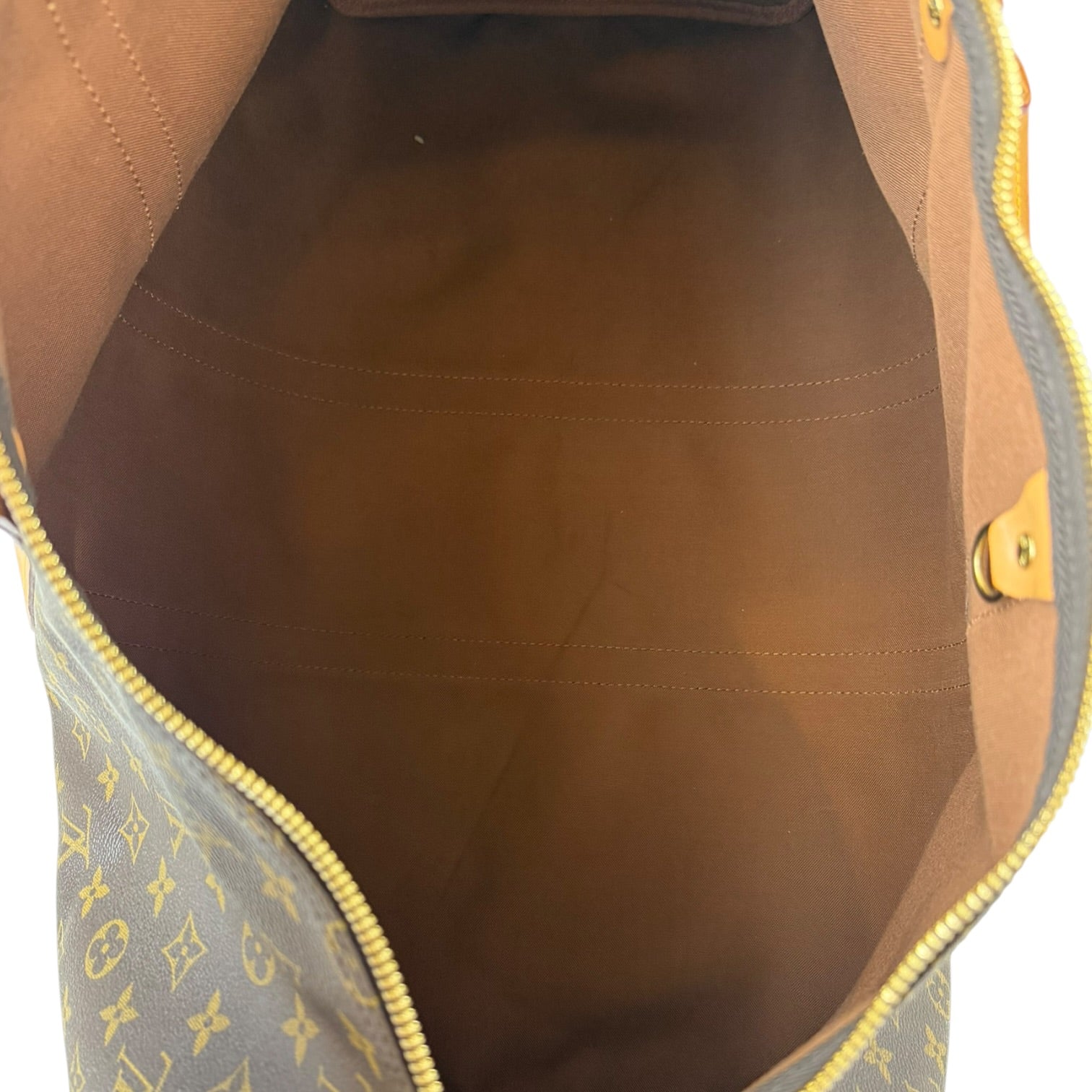 Louis Vuitton Monogram Keepall Bandoulière Duffel Bag Brown