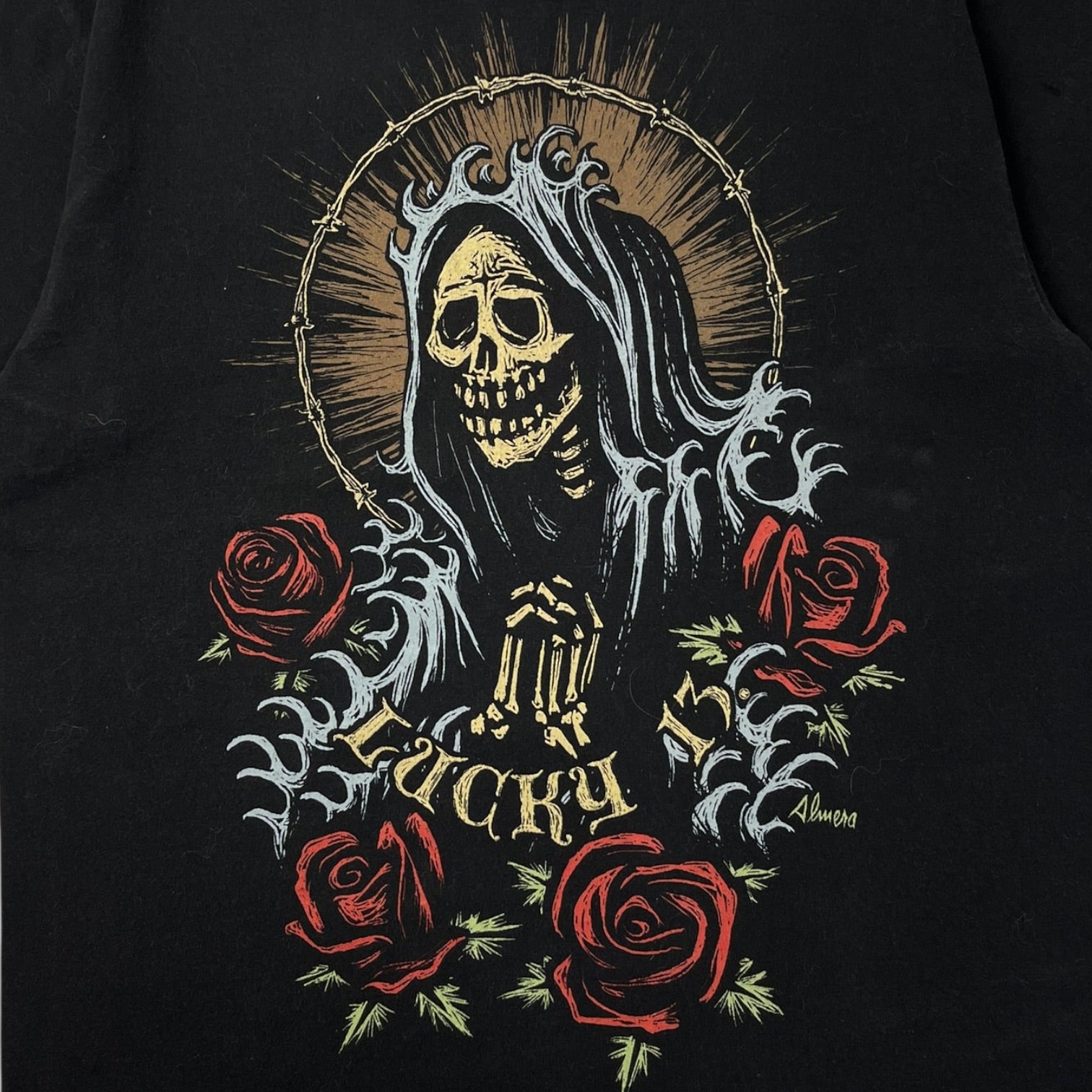 Vintage Lucky 13 Santa Muerta T-Shirt Black