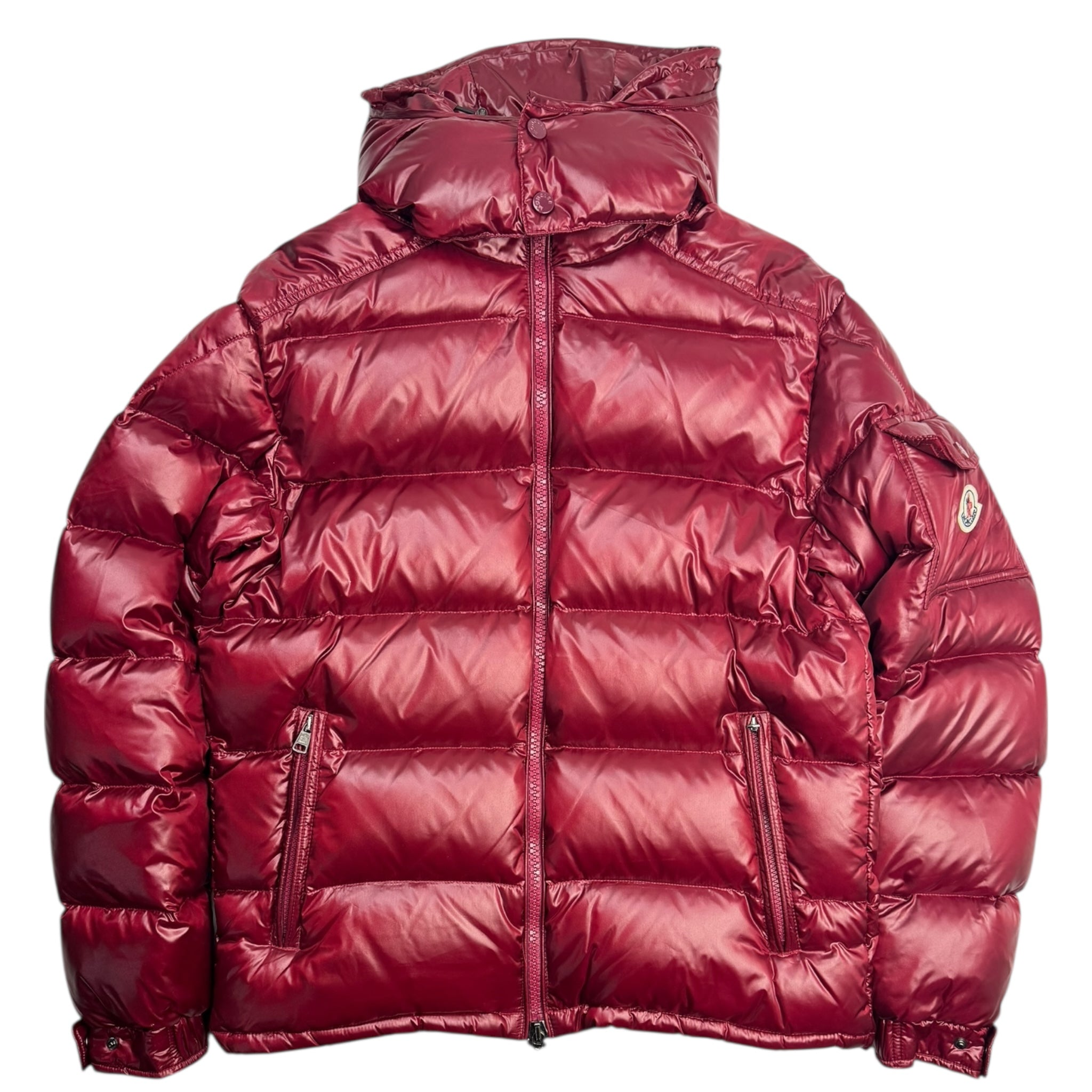 Moncler Maya Hooded Puffer Jacket Burgundy