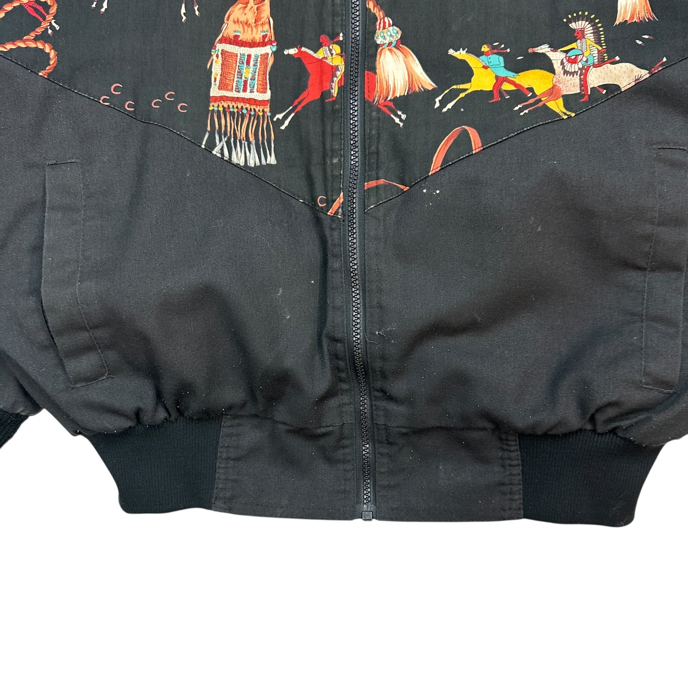 Vintage Bee-Wild Patterned Bomber Jacket Black