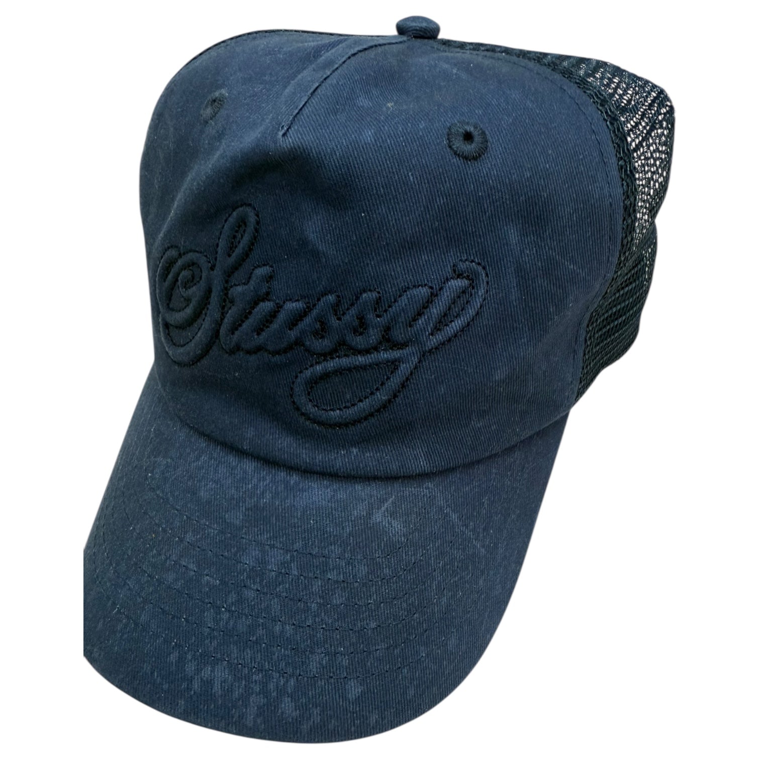Stussy Cursive Stitch Trucker Hat Navy