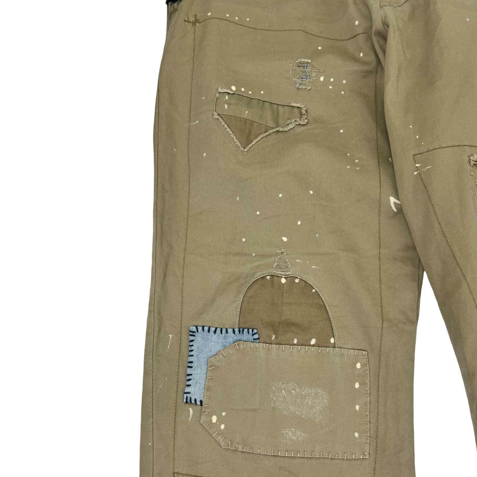 Polo Ralph Lauren Distressed Patchwork Relaxed Fit Khaki Chino Pants