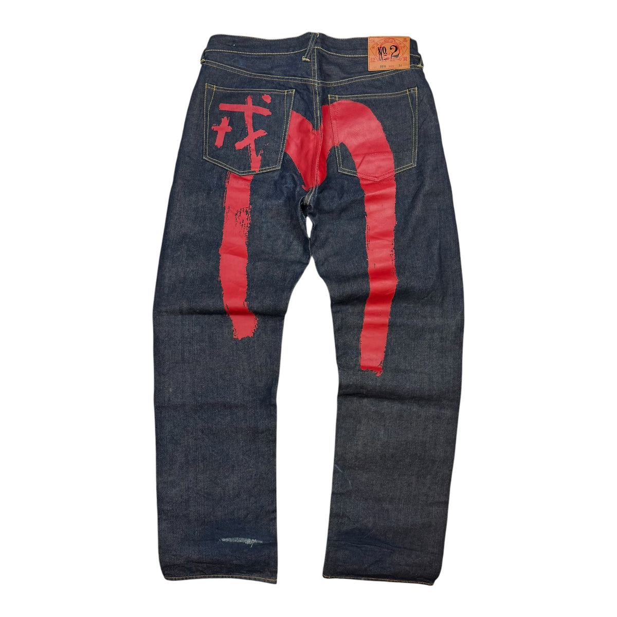 Evisu Hand No.2 Selvedge Denim Painted Daicock Pants Indigo Wash