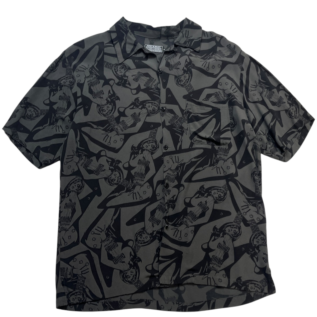 HYSTERIC GLAMOUR Guitar Girl Scratch Open-Collar Shirt
