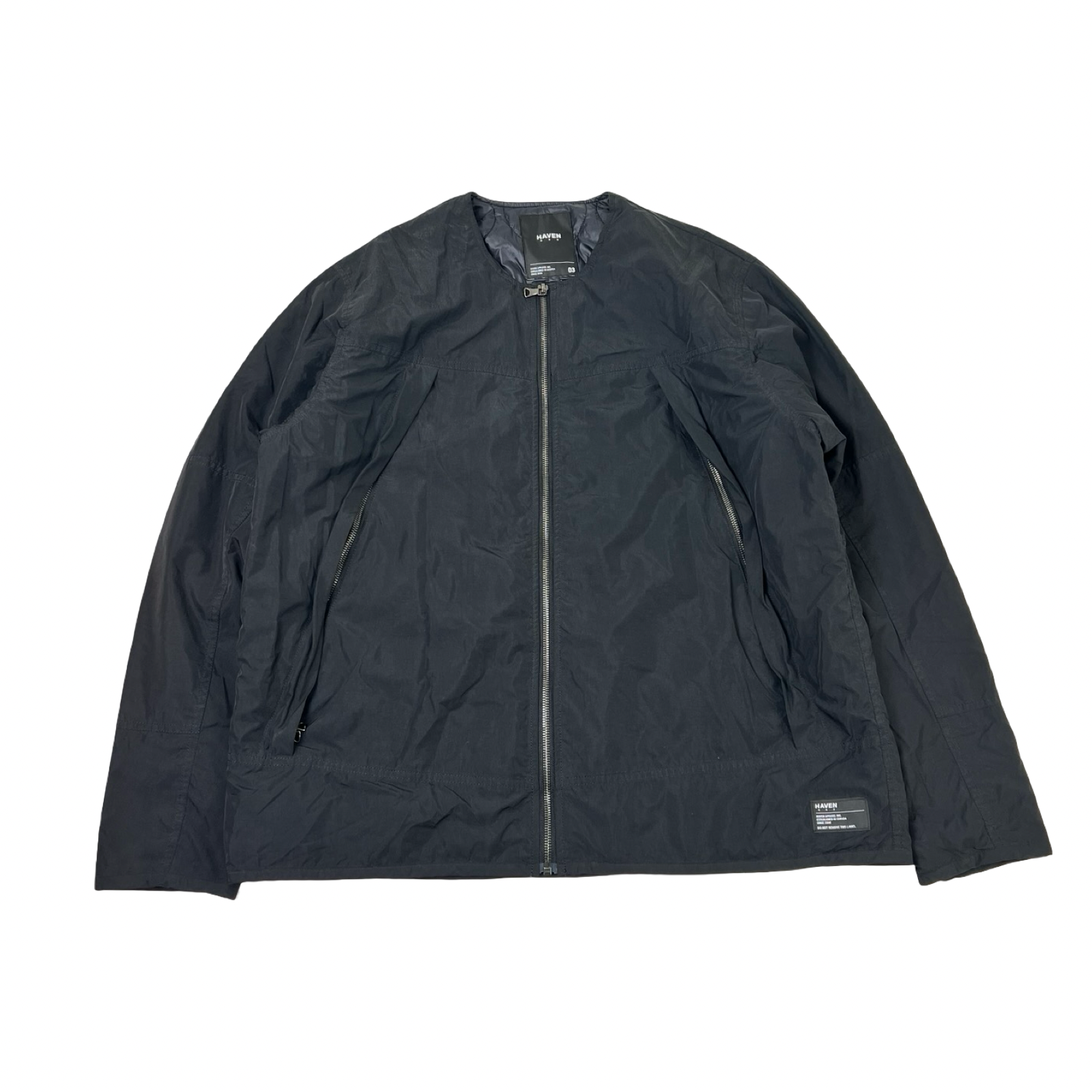 HAVEN Collarless Full-Zip Jacket Black
