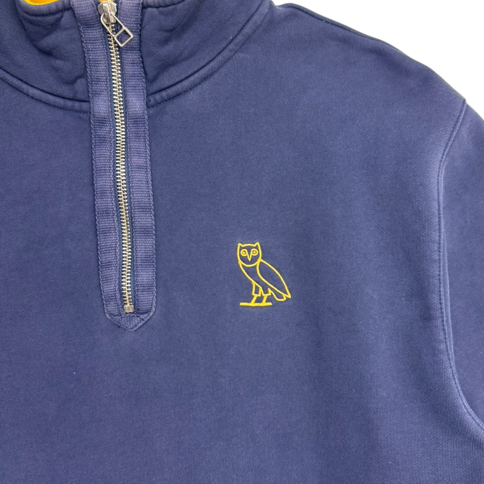 OVO Striped Quarter Zip Sweater Navy
