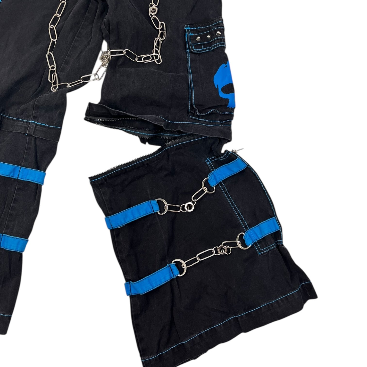 Vintage Y2K Tripp NYC Goth Rave Skull Baggy Pant Black/Blue