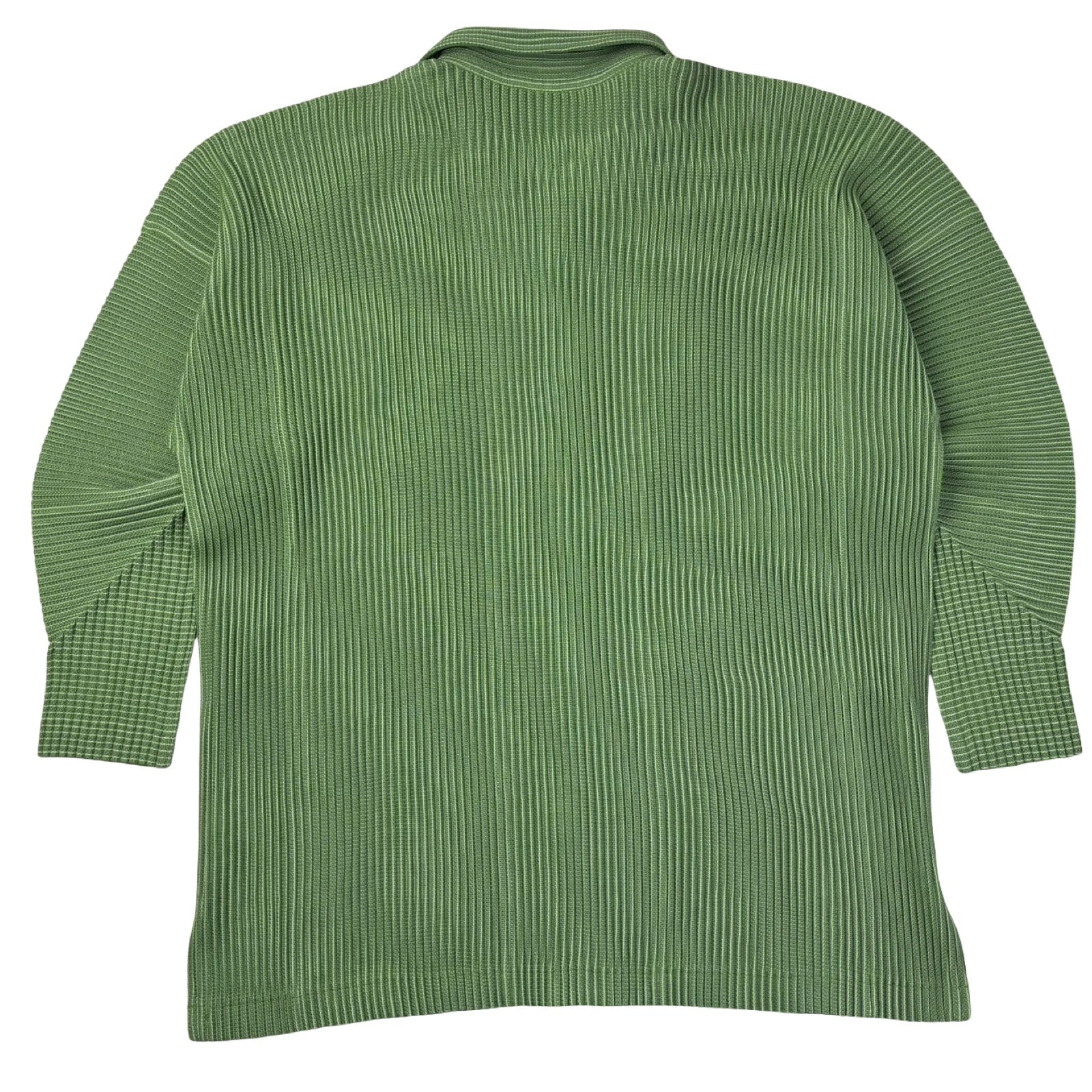 Issey Miyake Home Plissé Pleated Button-Up Shirt Green