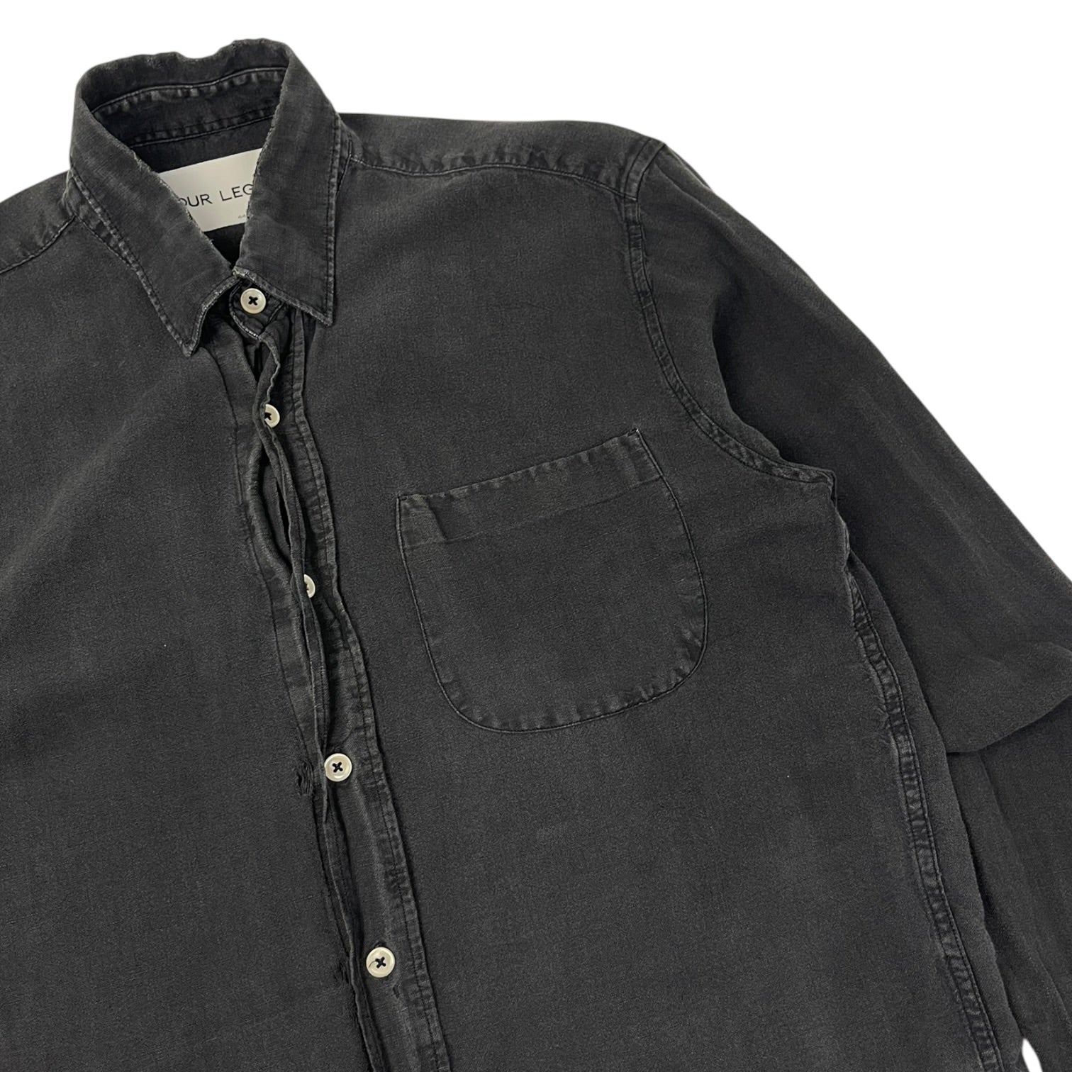 Our Legacy Button Down Pigment Dyed T-Shirt Washed Black