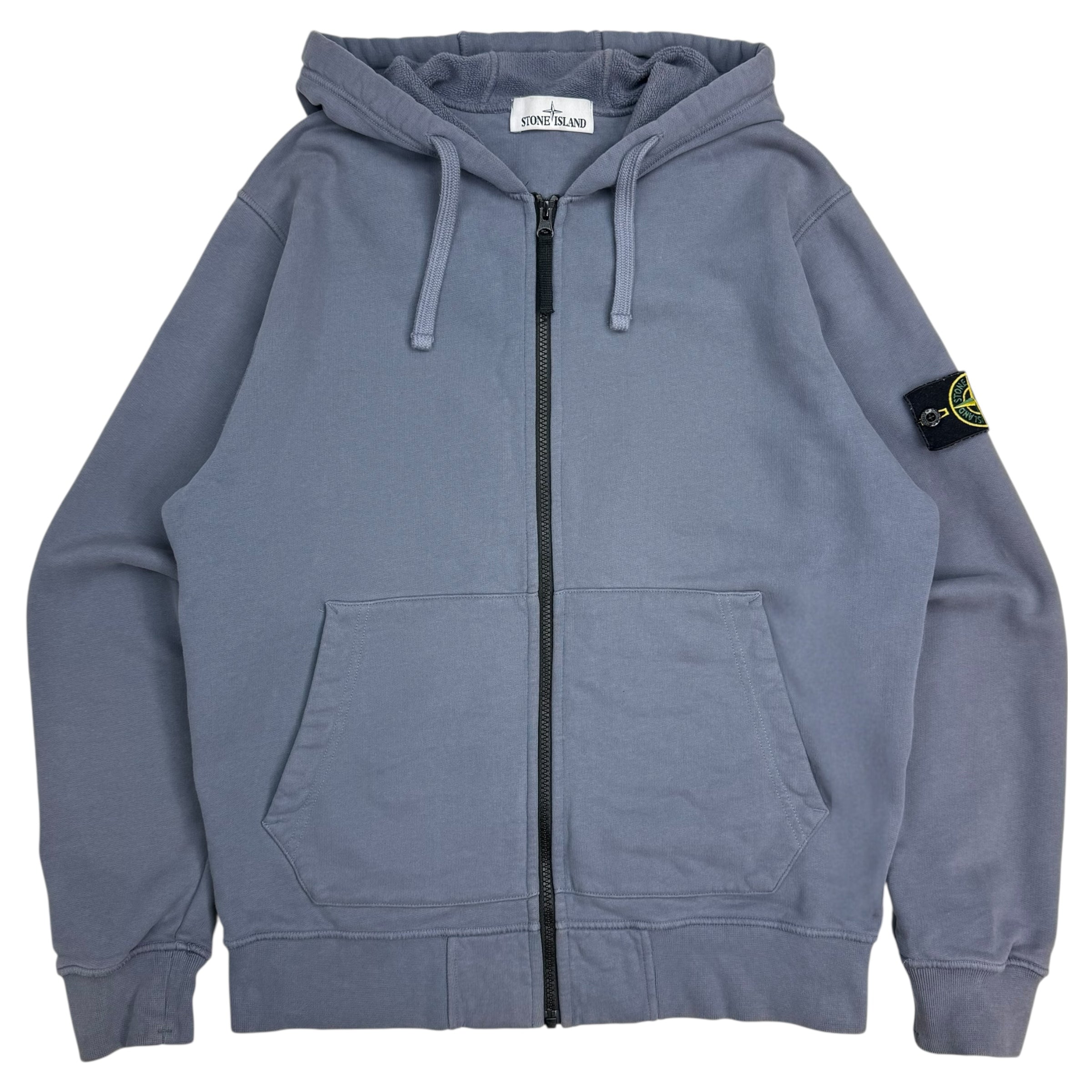 Stone Island French Terry Zip Up Hoodie Pale Blue