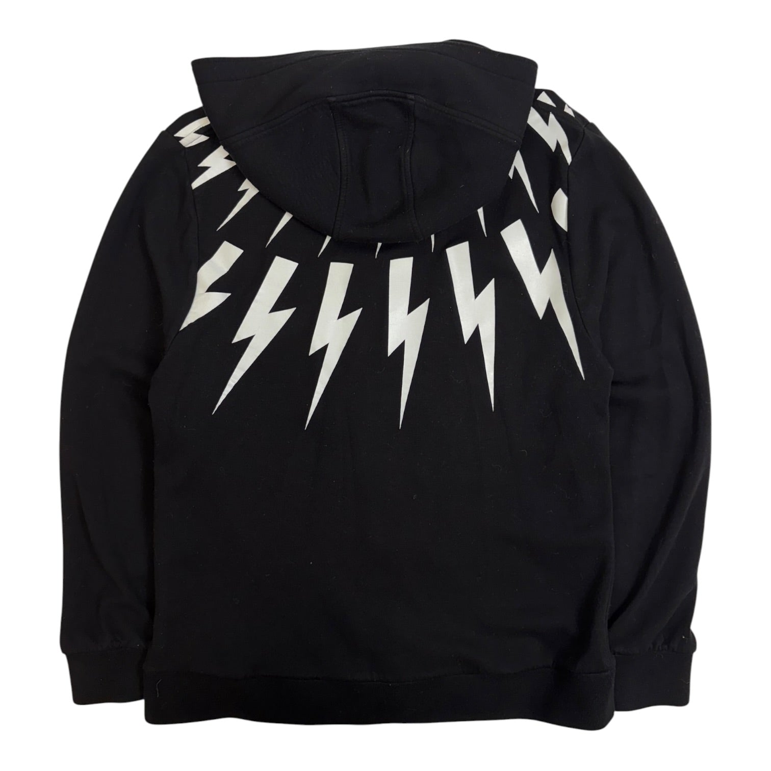 Neil Barrett Fairisle Thunderbolt Zip-Up Hoodie Black