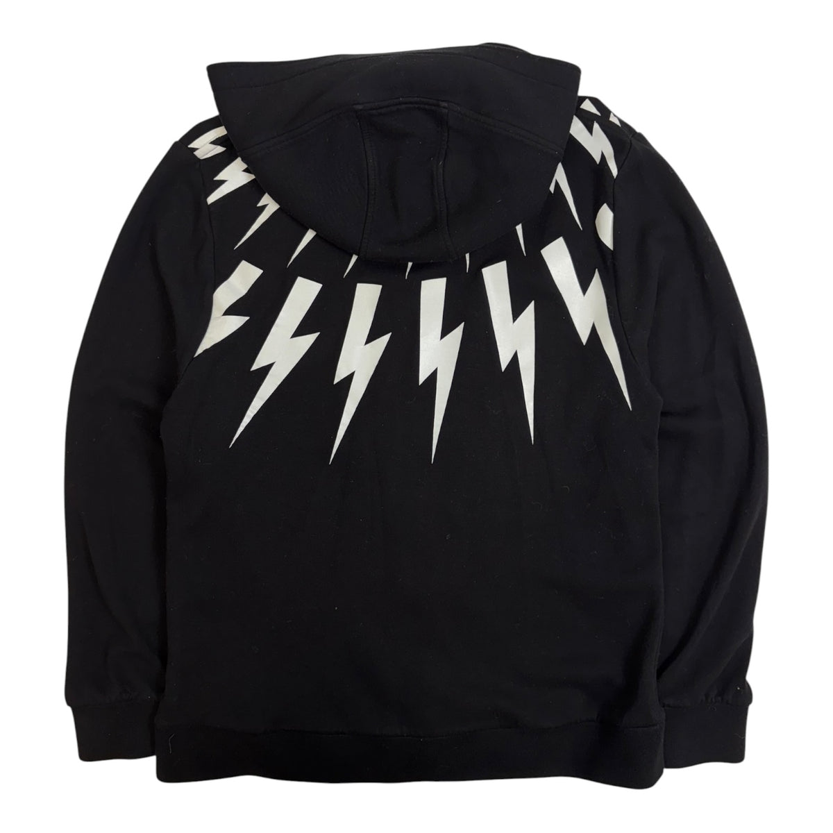Neil Barrett Fairisle Thunderbolt Zip-Up Hoodie Black